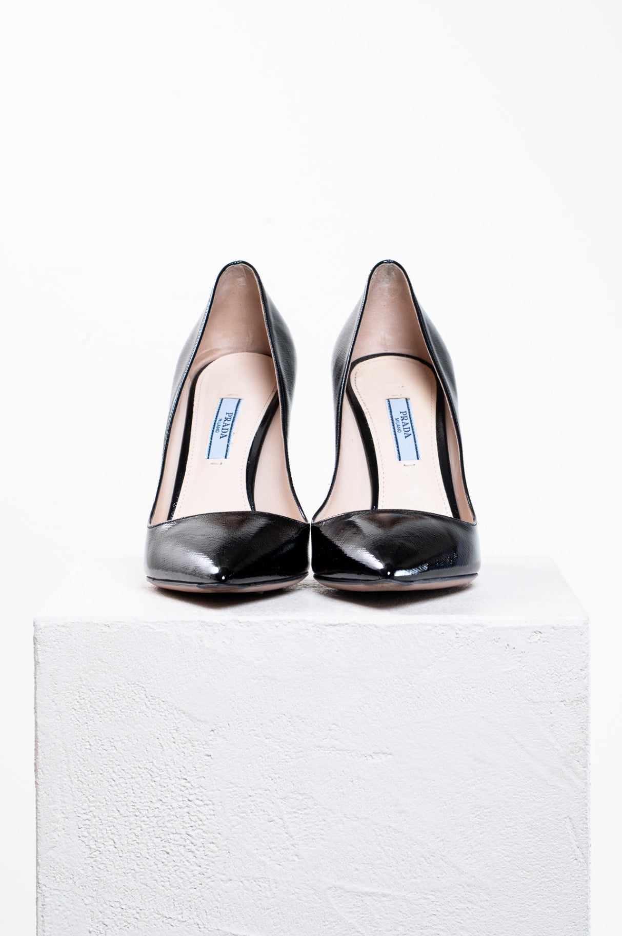 Black Patent Saffiano Leather Pumps