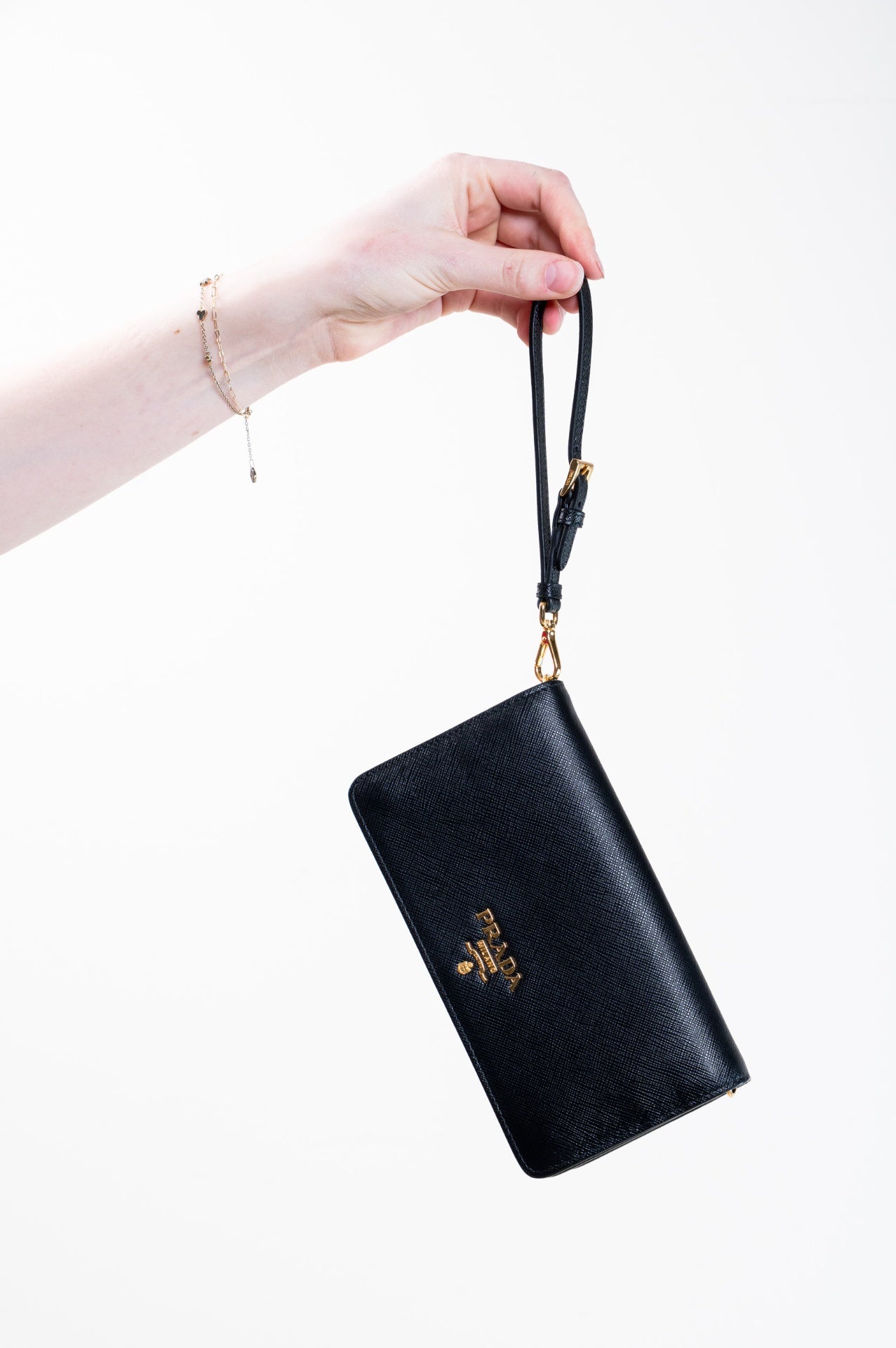 Black Saffiano Wallet on Chain Crossbody Bag