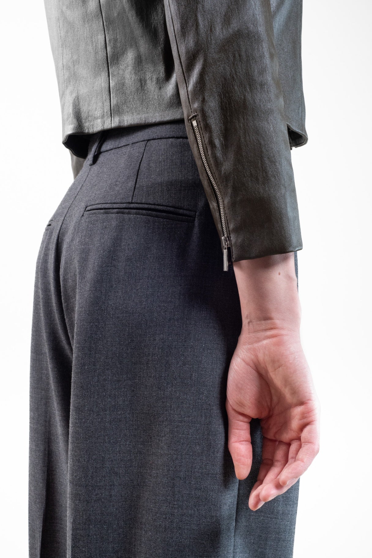 Olive Green Fitted Leather Jacket