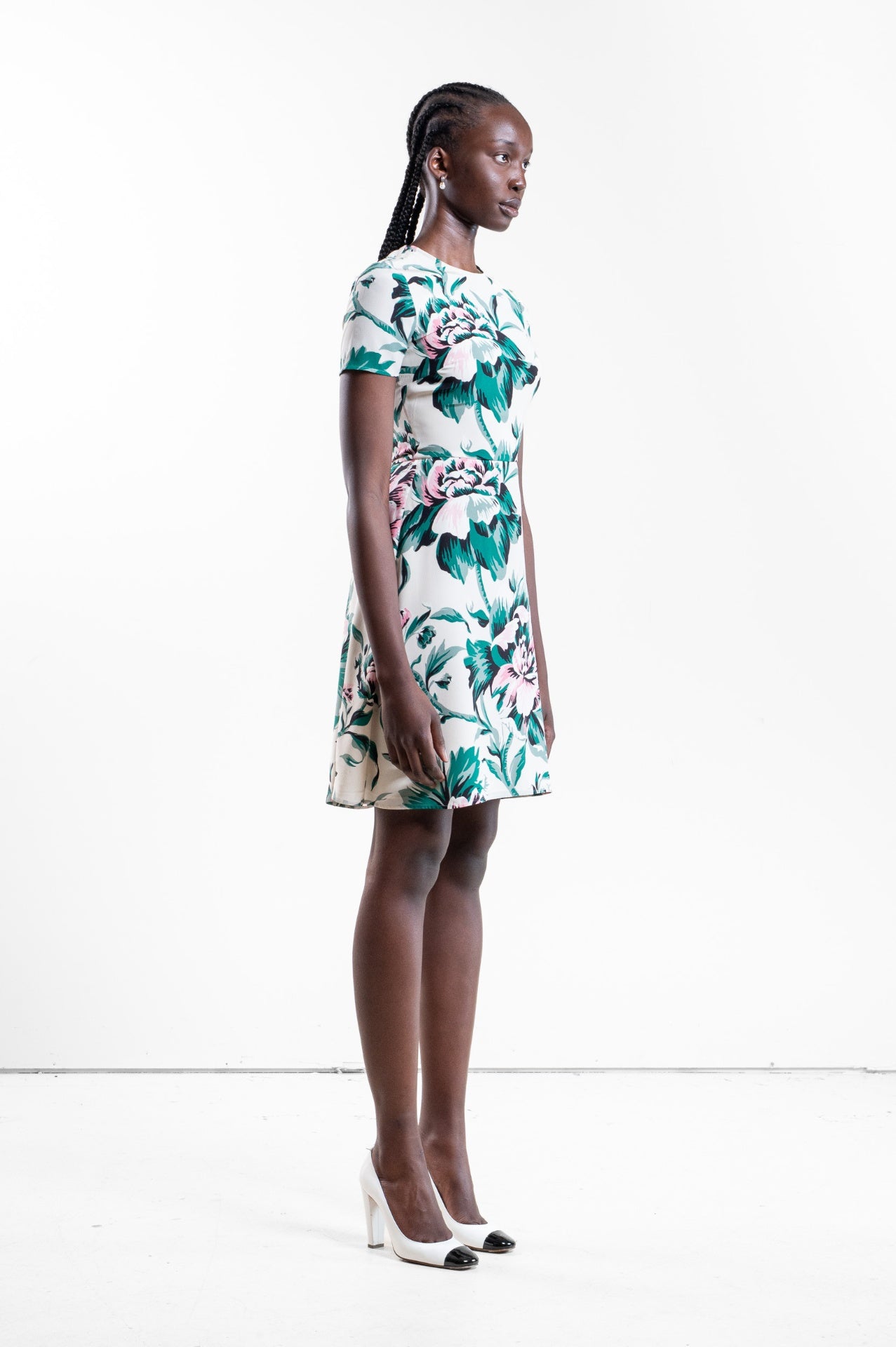 Peony Rose Print Silk A-line Dress chdup