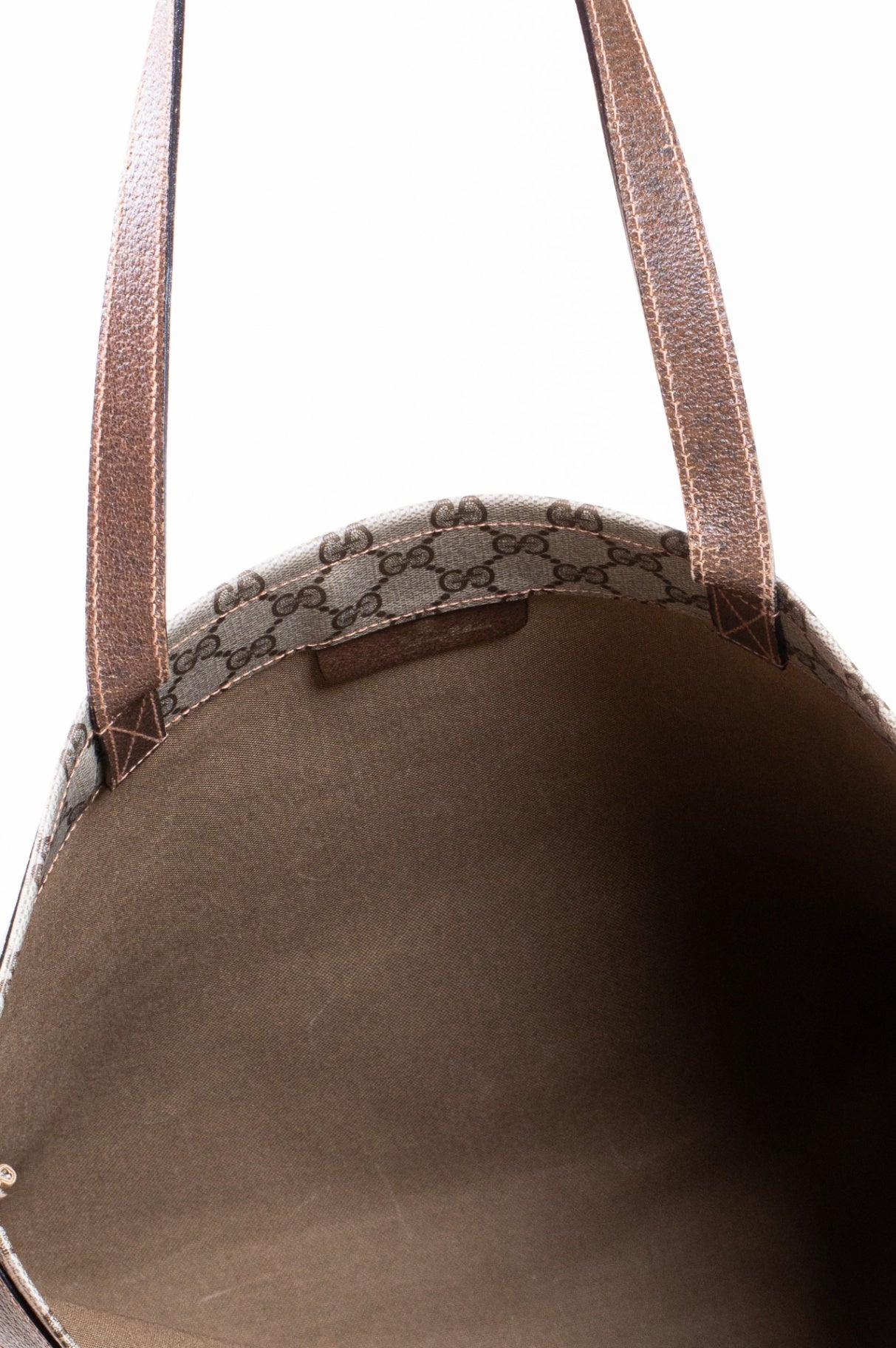 Vintage GG Printed Canvas Leather Shoulder Tote Bag