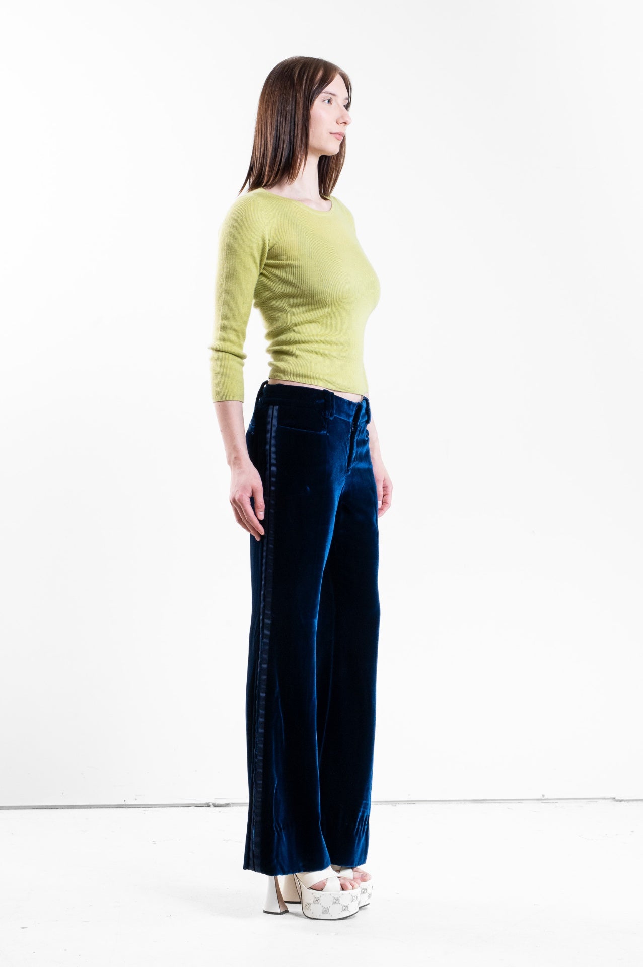 Blue Velvet Flare Dress Pant chdup
