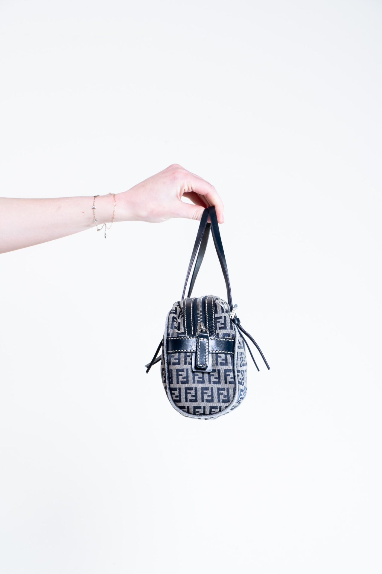 Navy FF Zucca Vintage Long Shoulder Bag