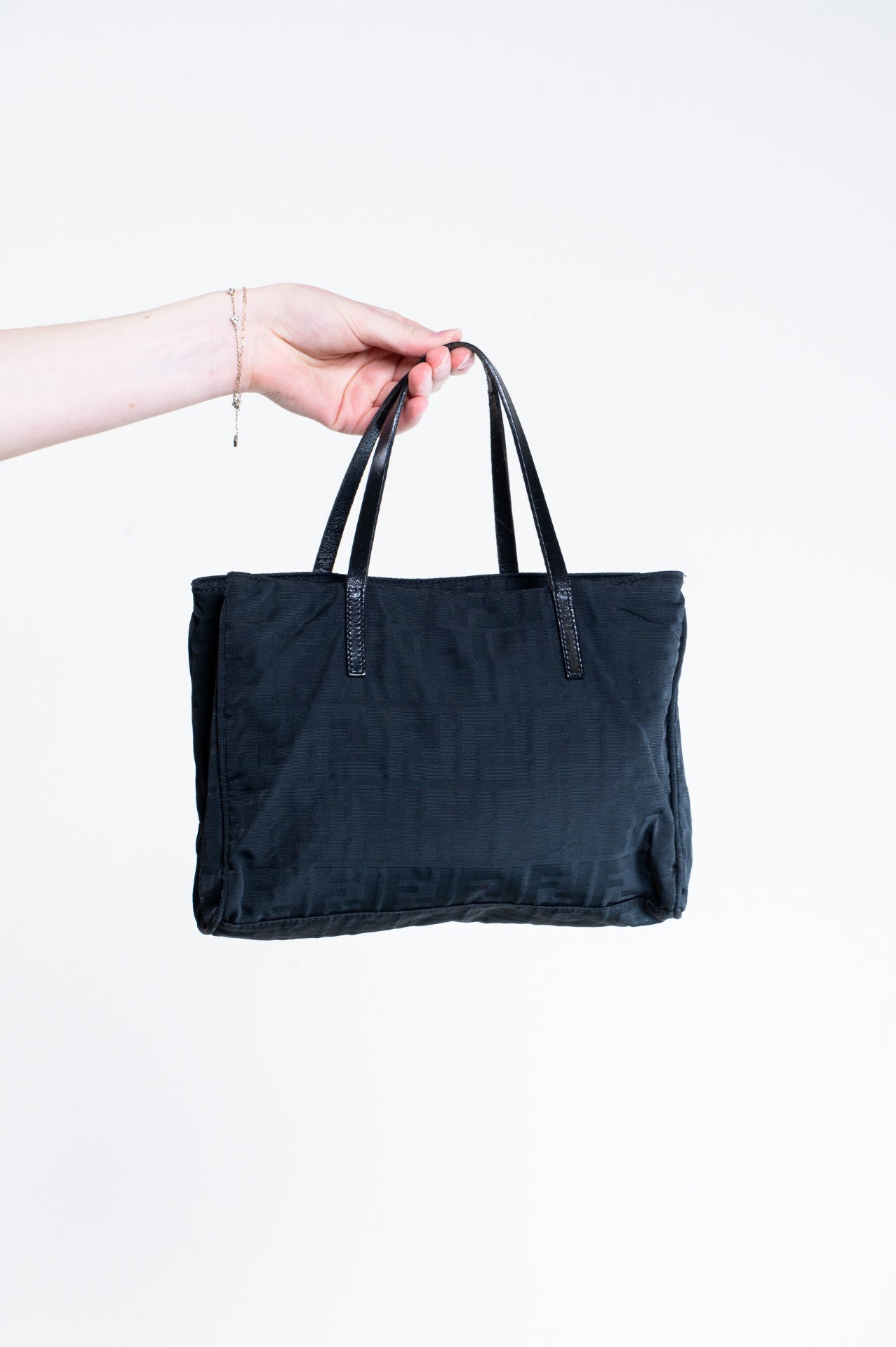 Black Vintage Silver FF Canvas Tote