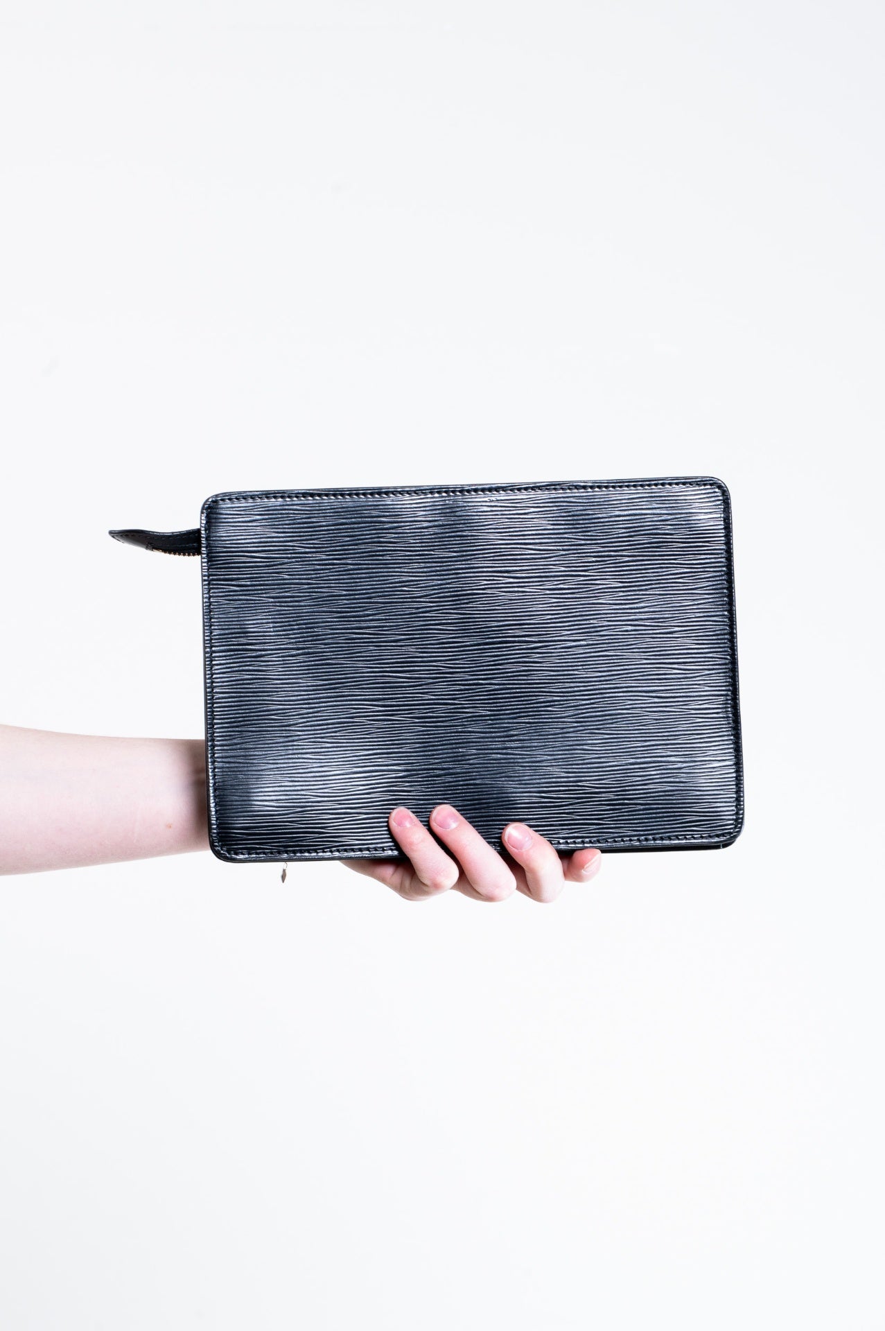 Black Epi Leather Zip Pouch