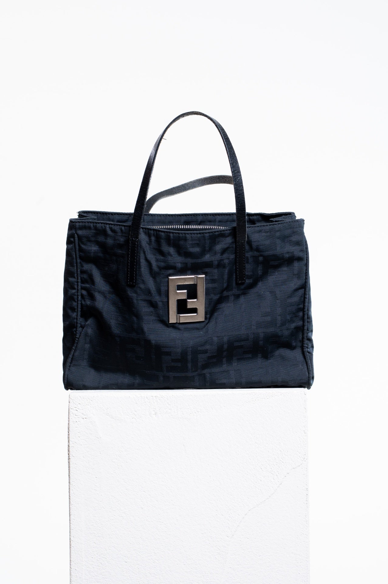 Black Vintage Silver FF Canvas Tote