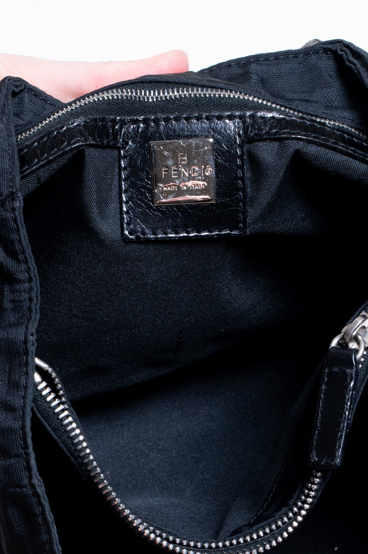 Black Vintage Silver FF Canvas Tote