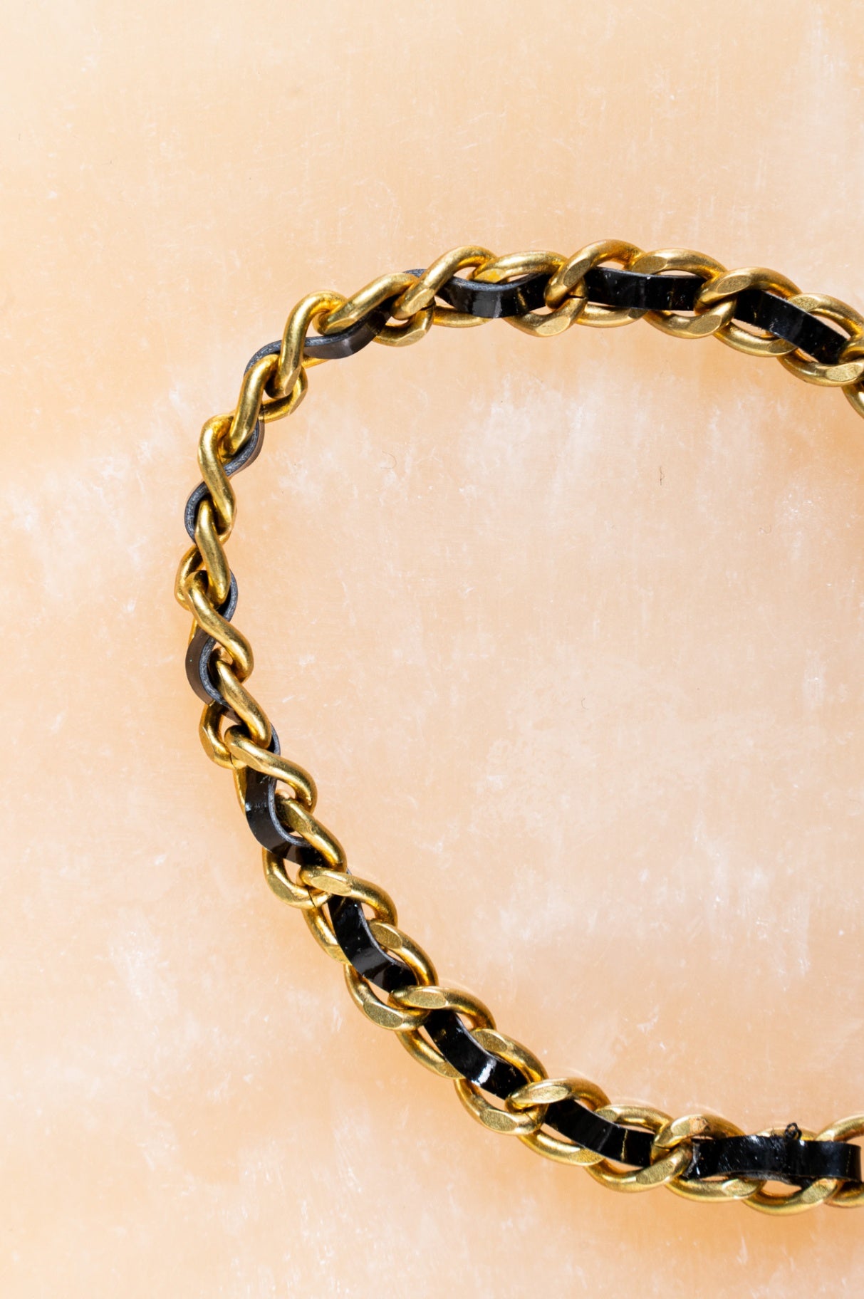 Vintage 90's Gold CC + Black Patent leather Anklet/Choker