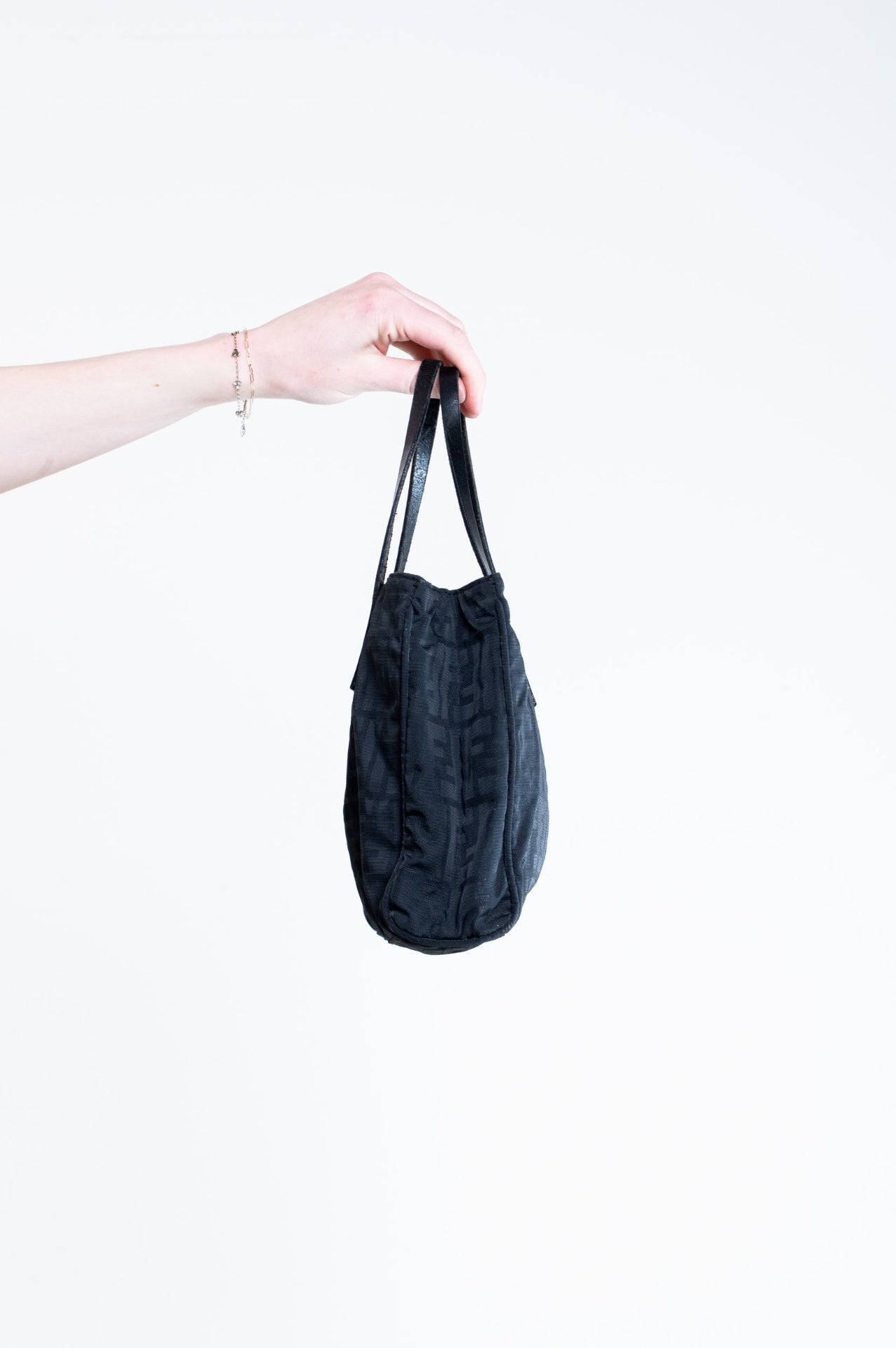 Black Vintage Silver FF Canvas Tote