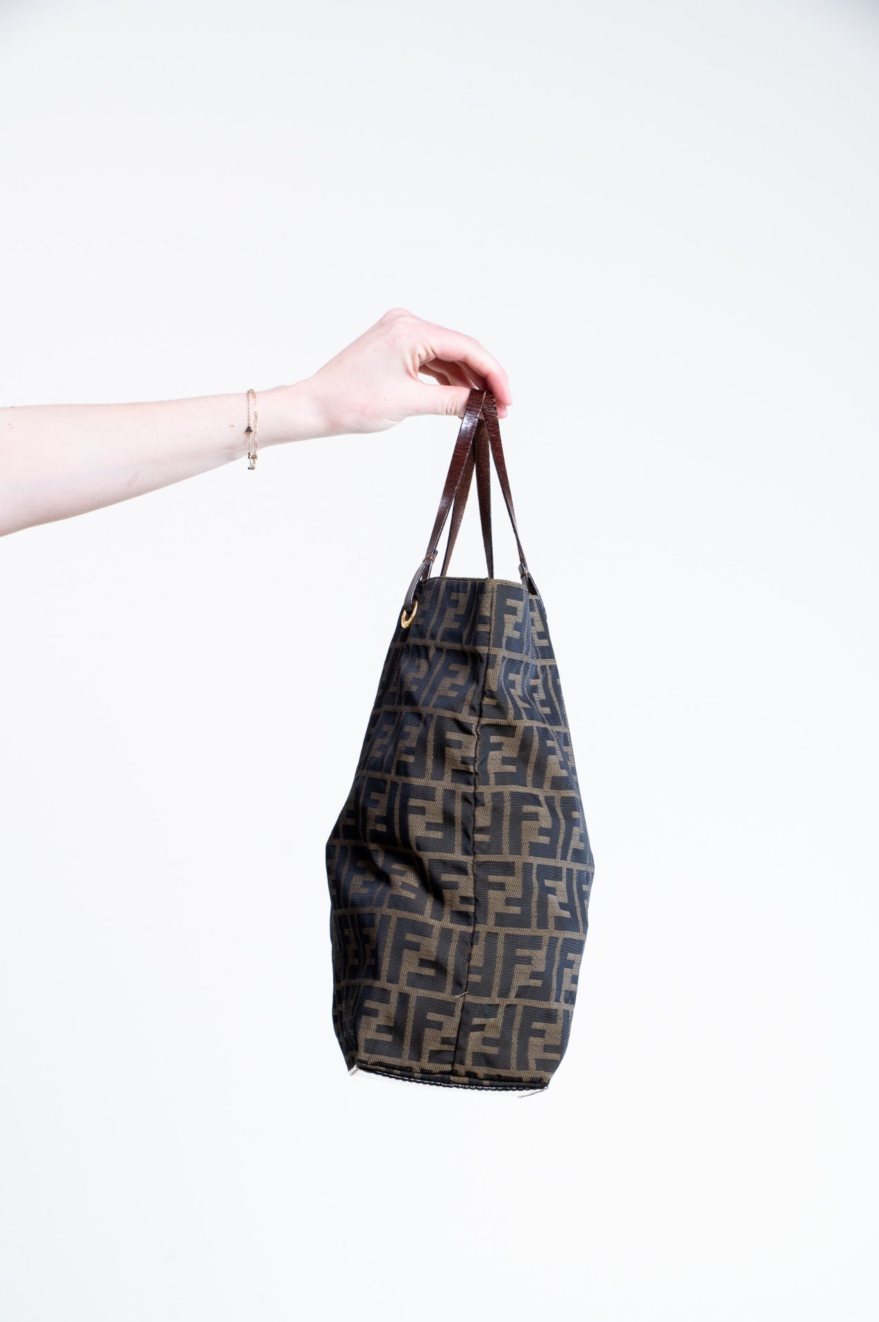 Brown FF Vintage Tote with Leather