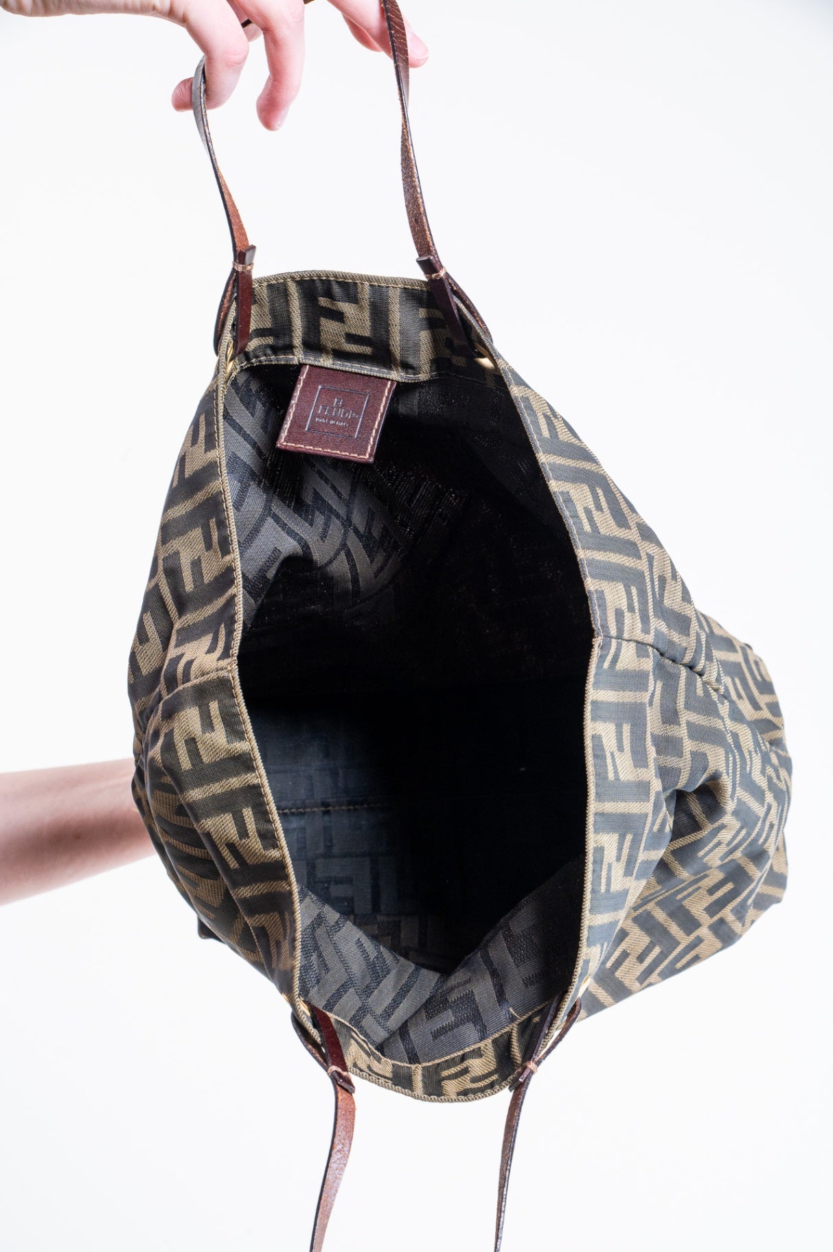 Brown FF Vintage Tote with Leather