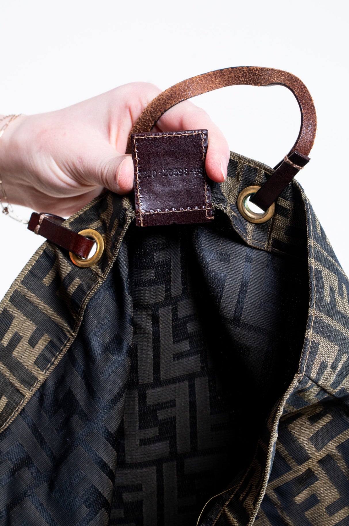 Brown FF Vintage Tote with Leather