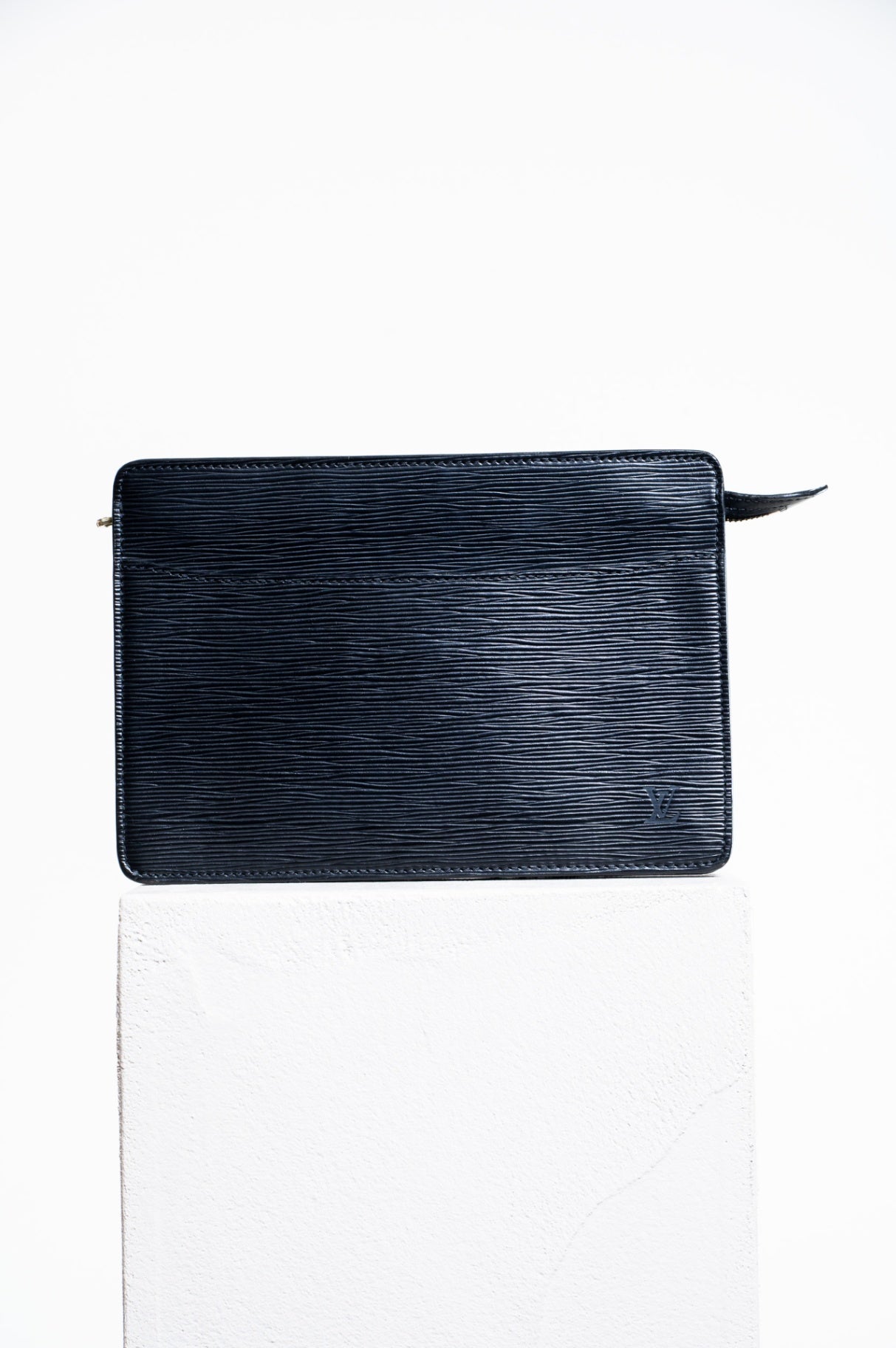 Black Epi Leather Zip Pouch