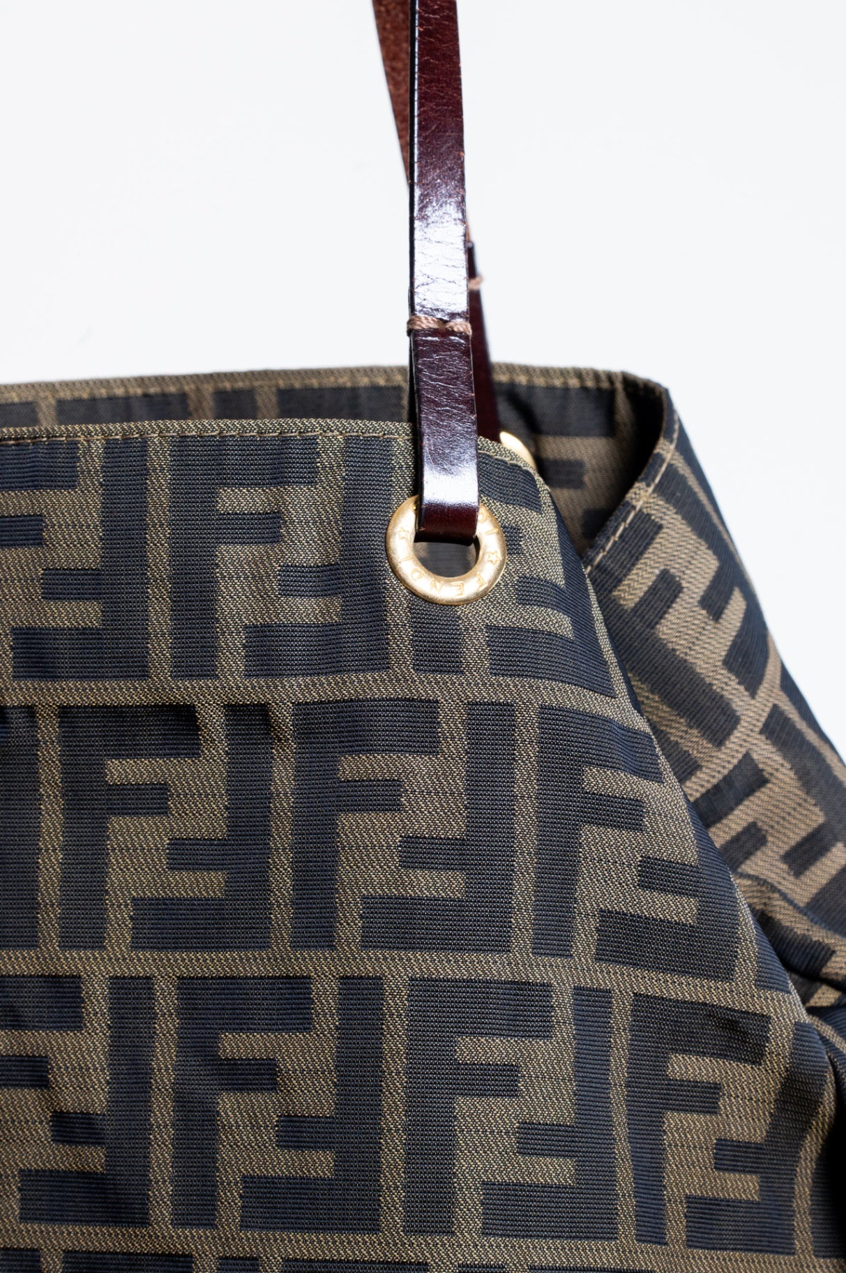 Brown FF Vintage Tote with Leather