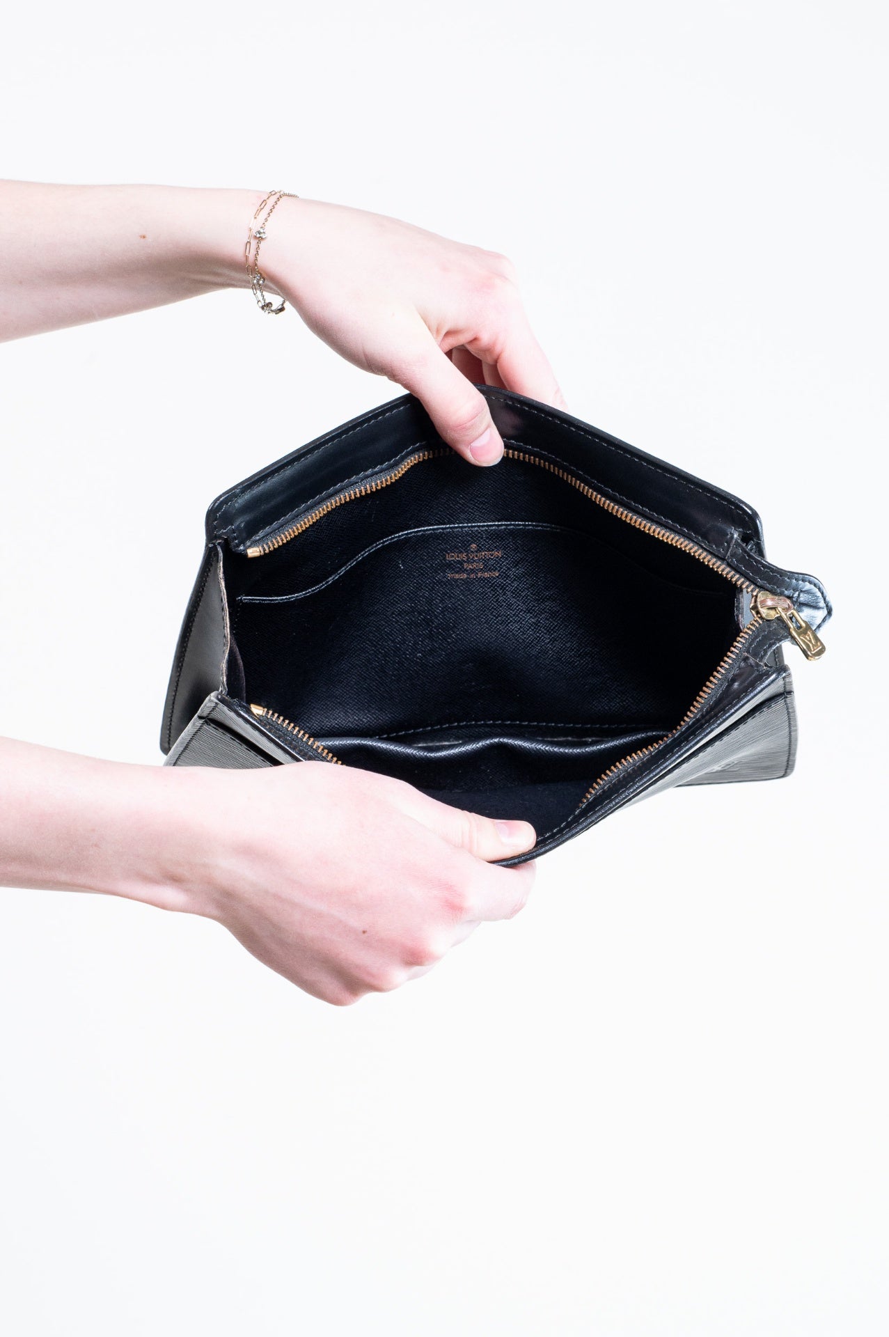 Black Epi Leather Zip Pouch