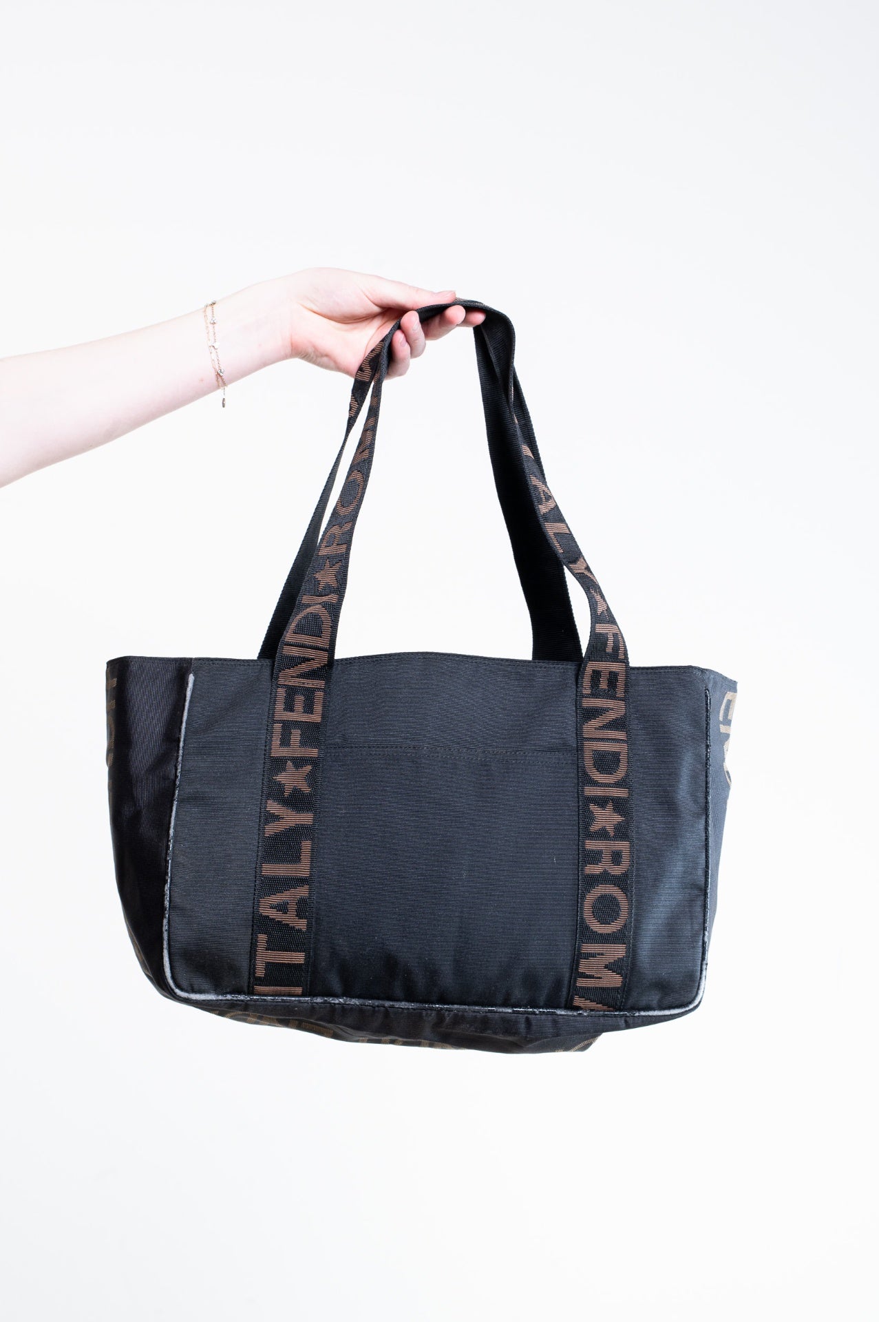 Black Canvas Brown Star Tote Bag