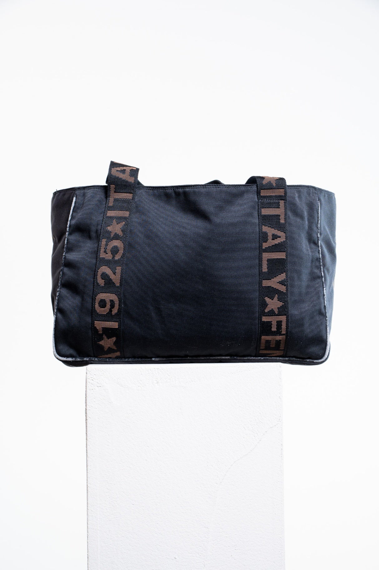 Black Canvas Brown Star Tote Bag