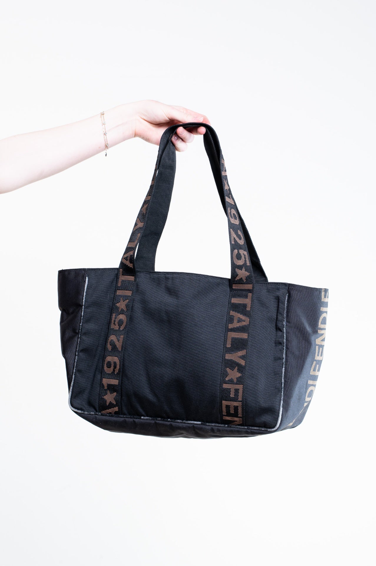 Black Canvas Brown Star Tote Bag