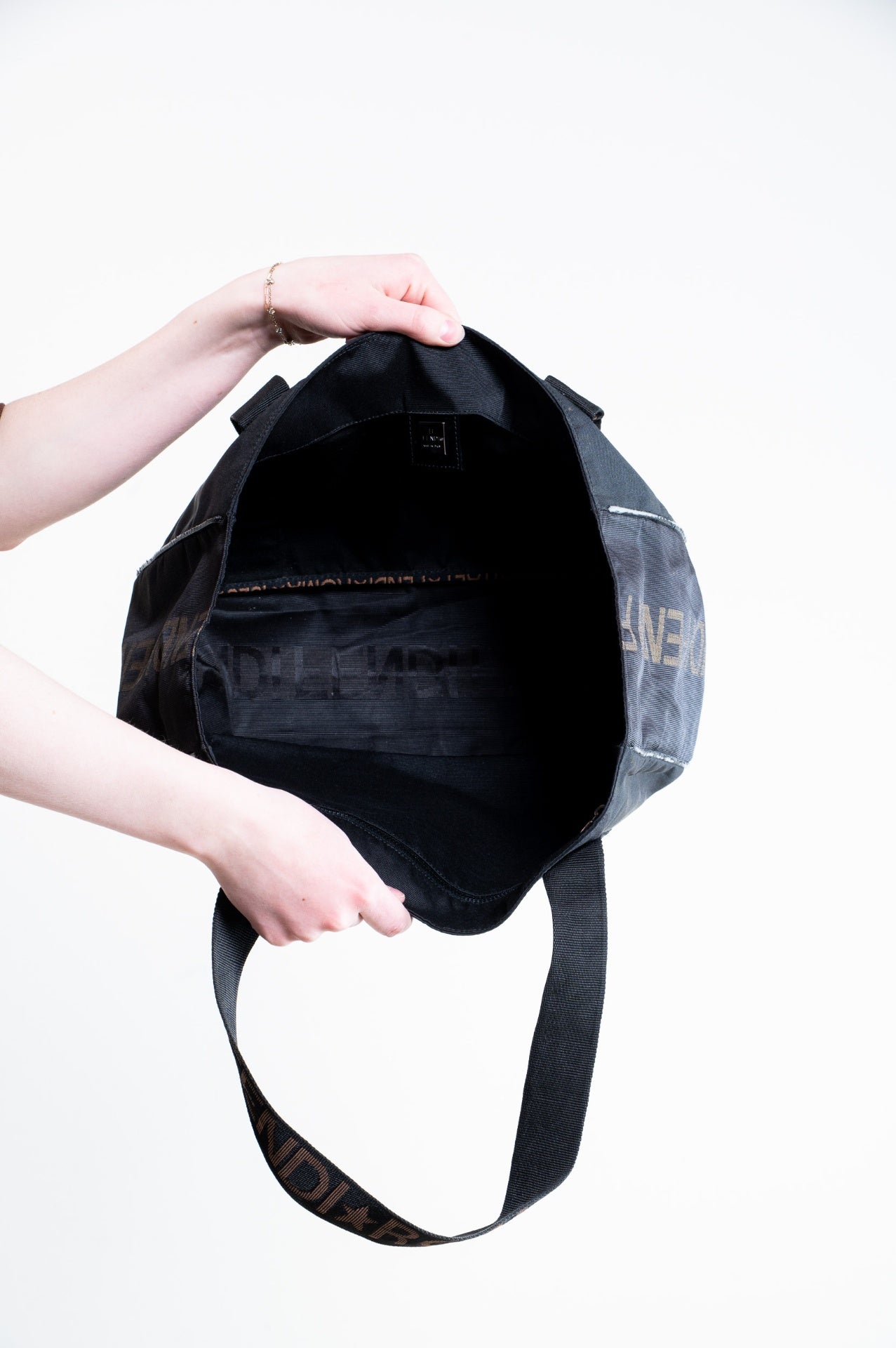 Black Canvas Brown Star Tote Bag