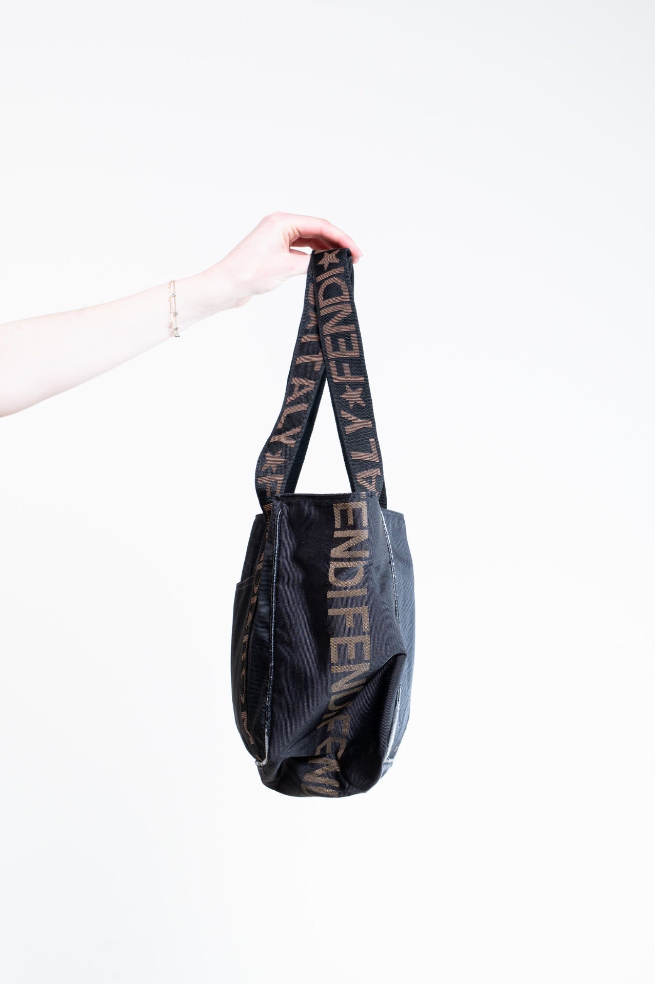 Black Canvas Brown Star Tote Bag