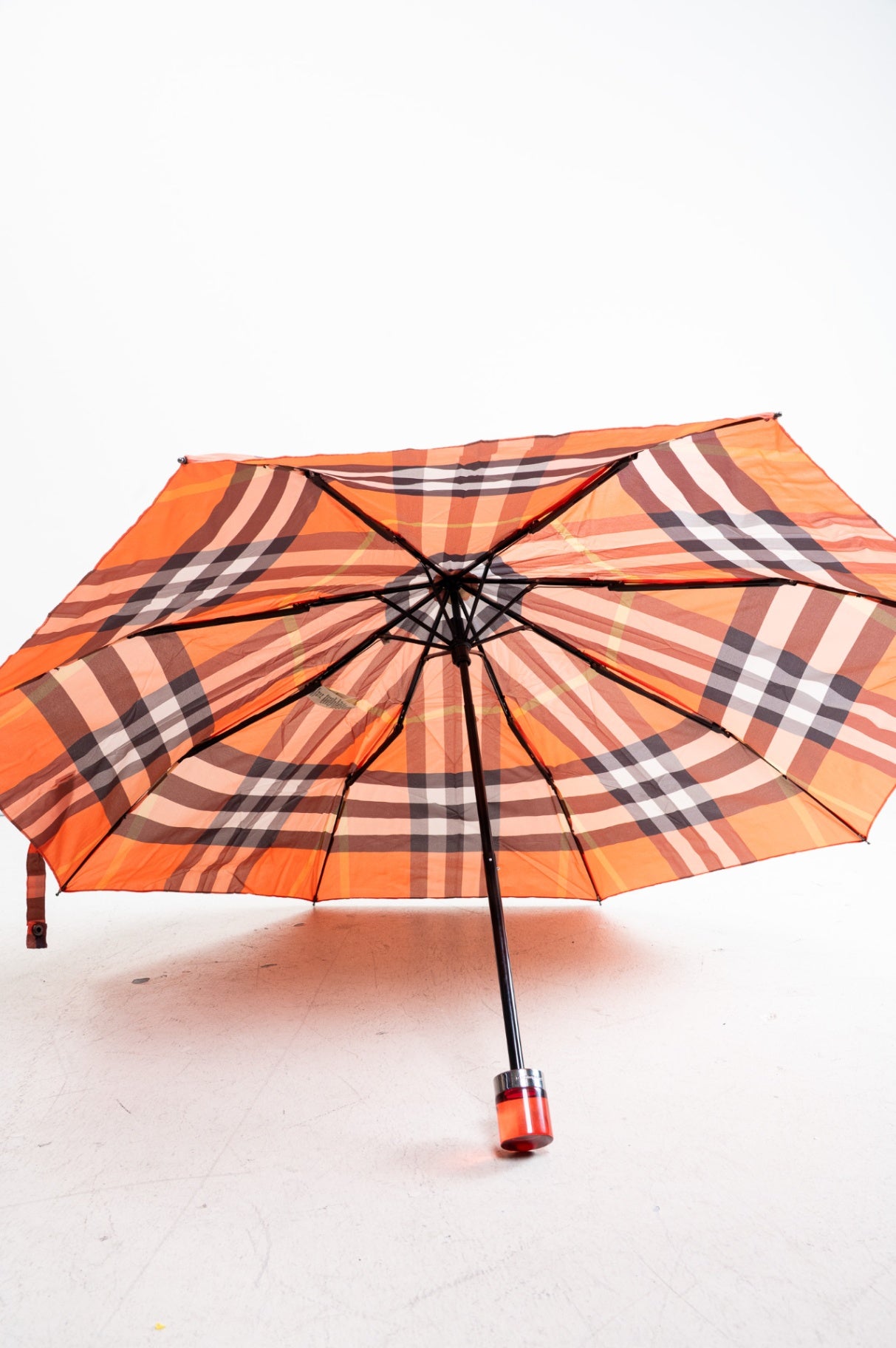 Coral Nova Check Pop-Up Umbrella