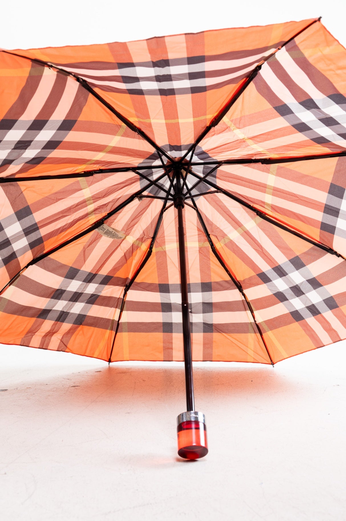 Coral Nova Check Pop-Up Umbrella