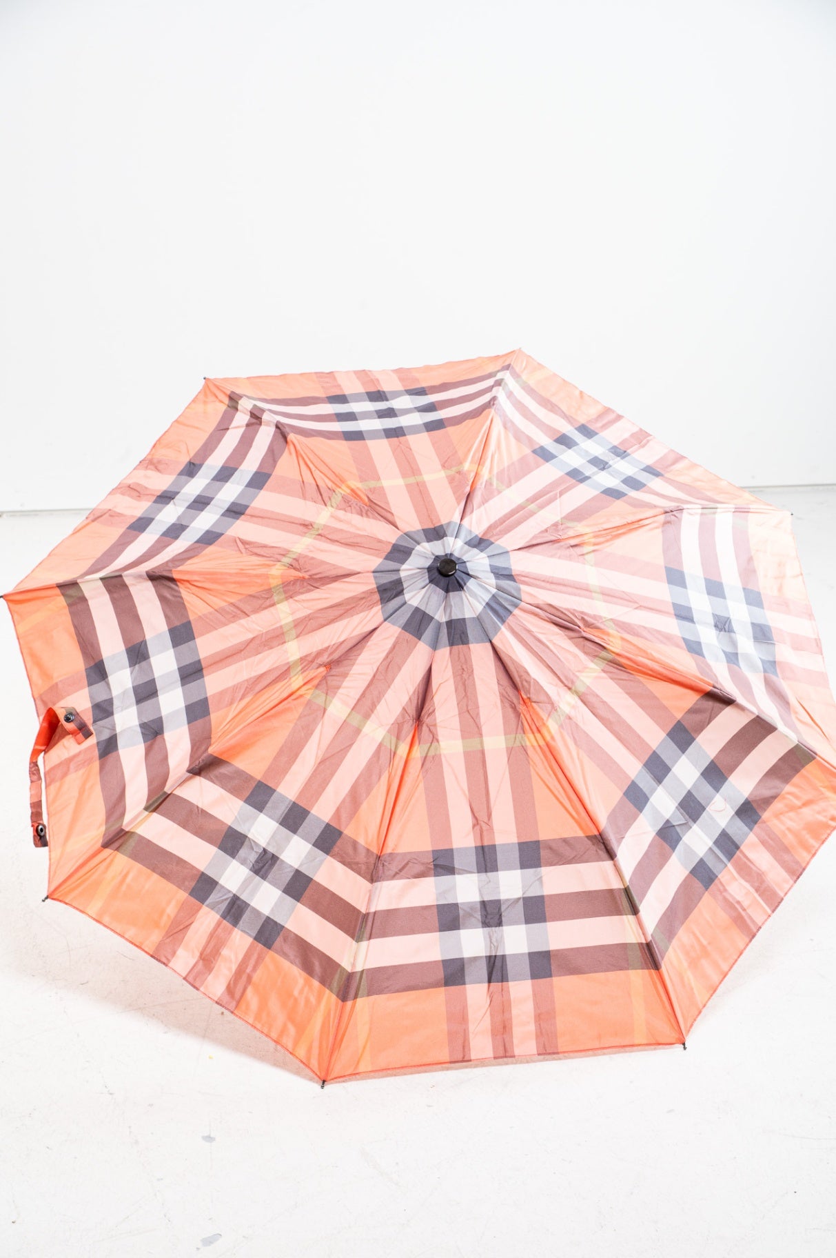 Coral Nova Check Pop-Up Umbrella