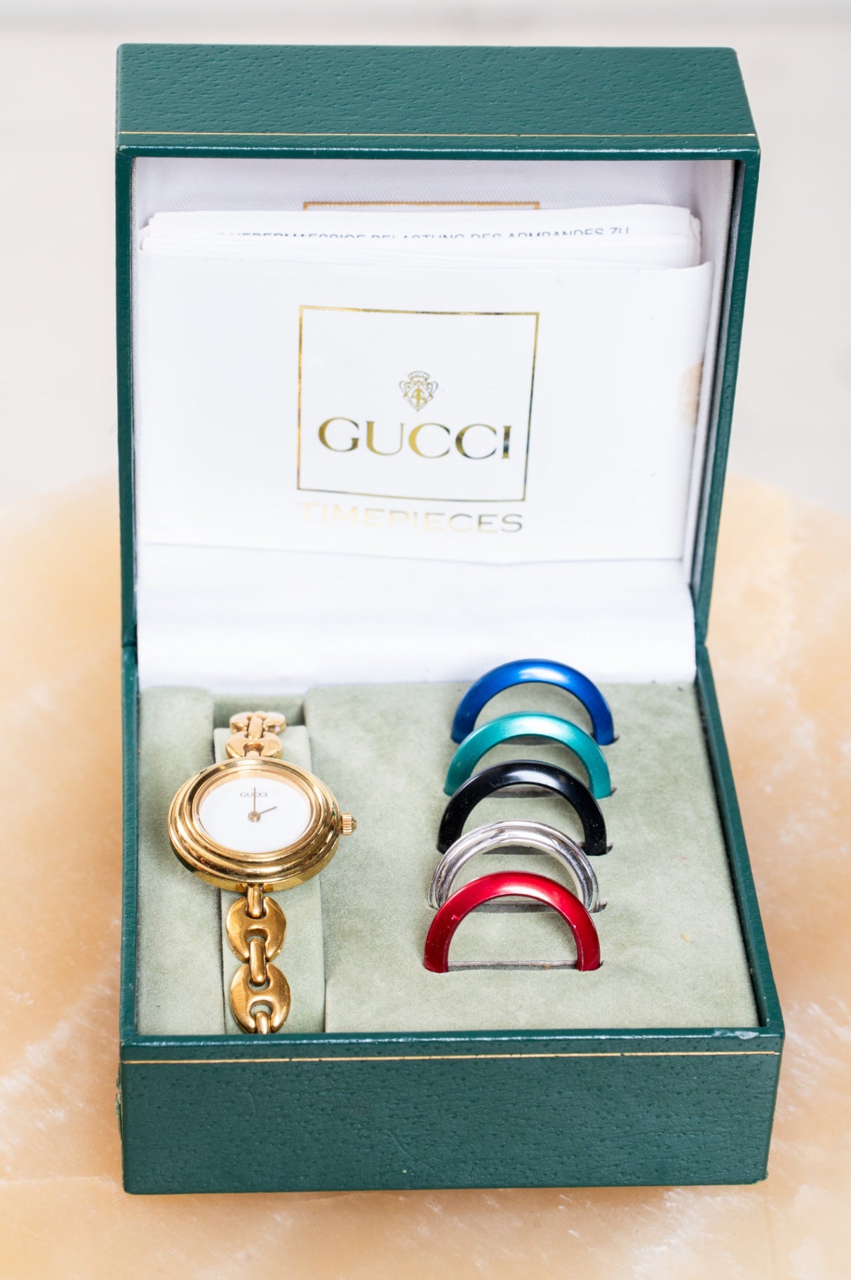 Vintage Gold Chain Link Bezel Watch