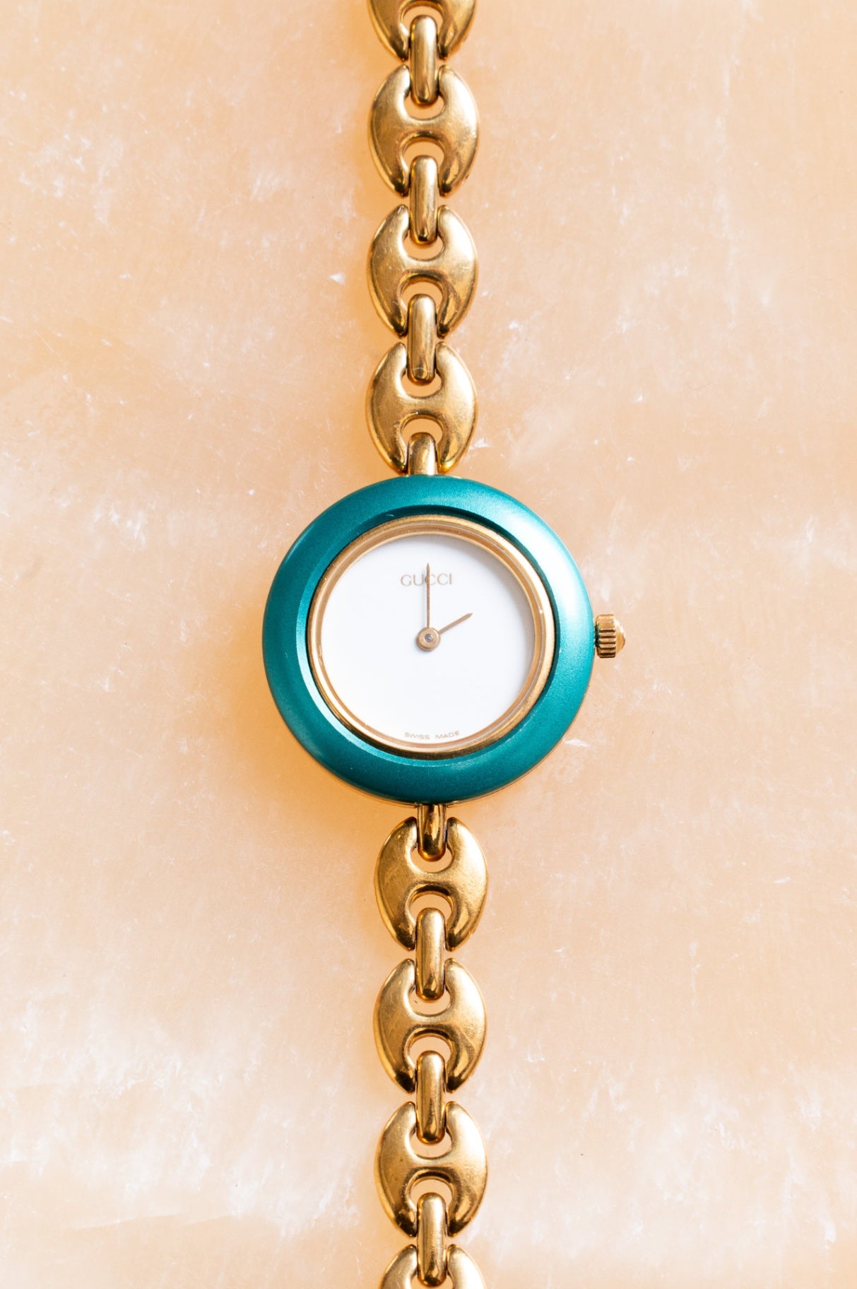 Vintage Gold Chain Link Bezel Watch