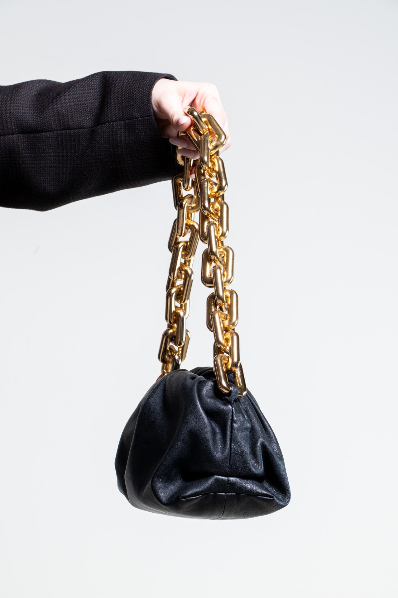 Black Leather Chain Pouch