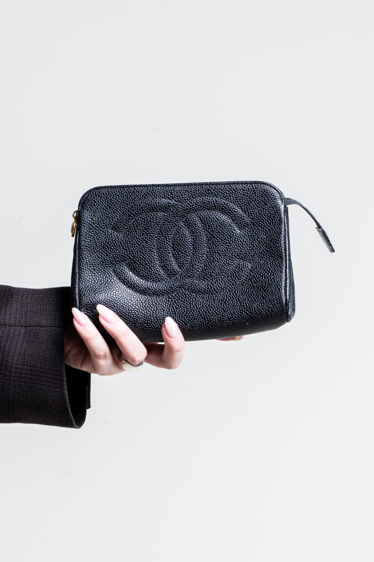 Black Vintage Caviar CC Small Pouch