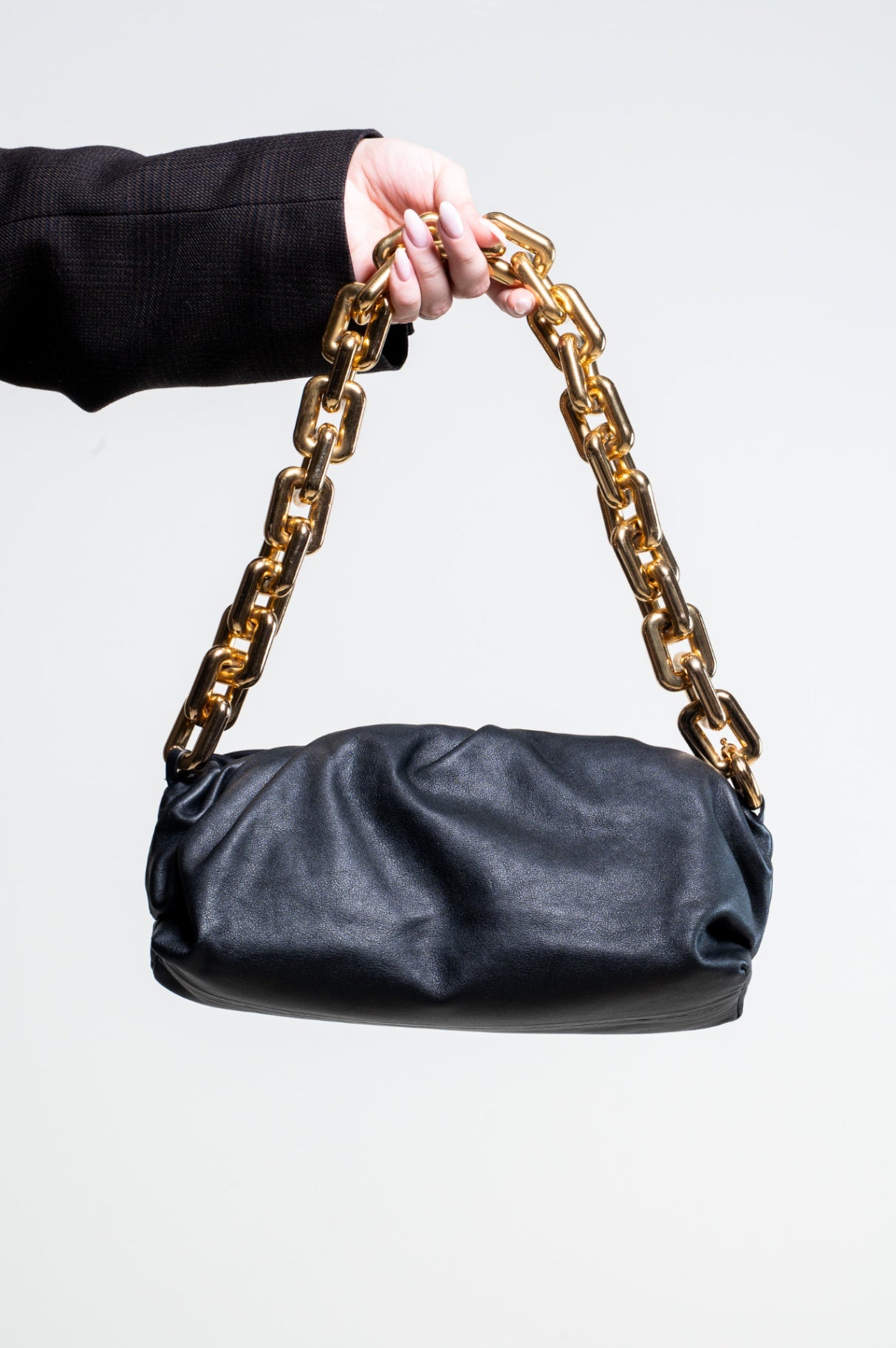 Black Leather Chain Pouch