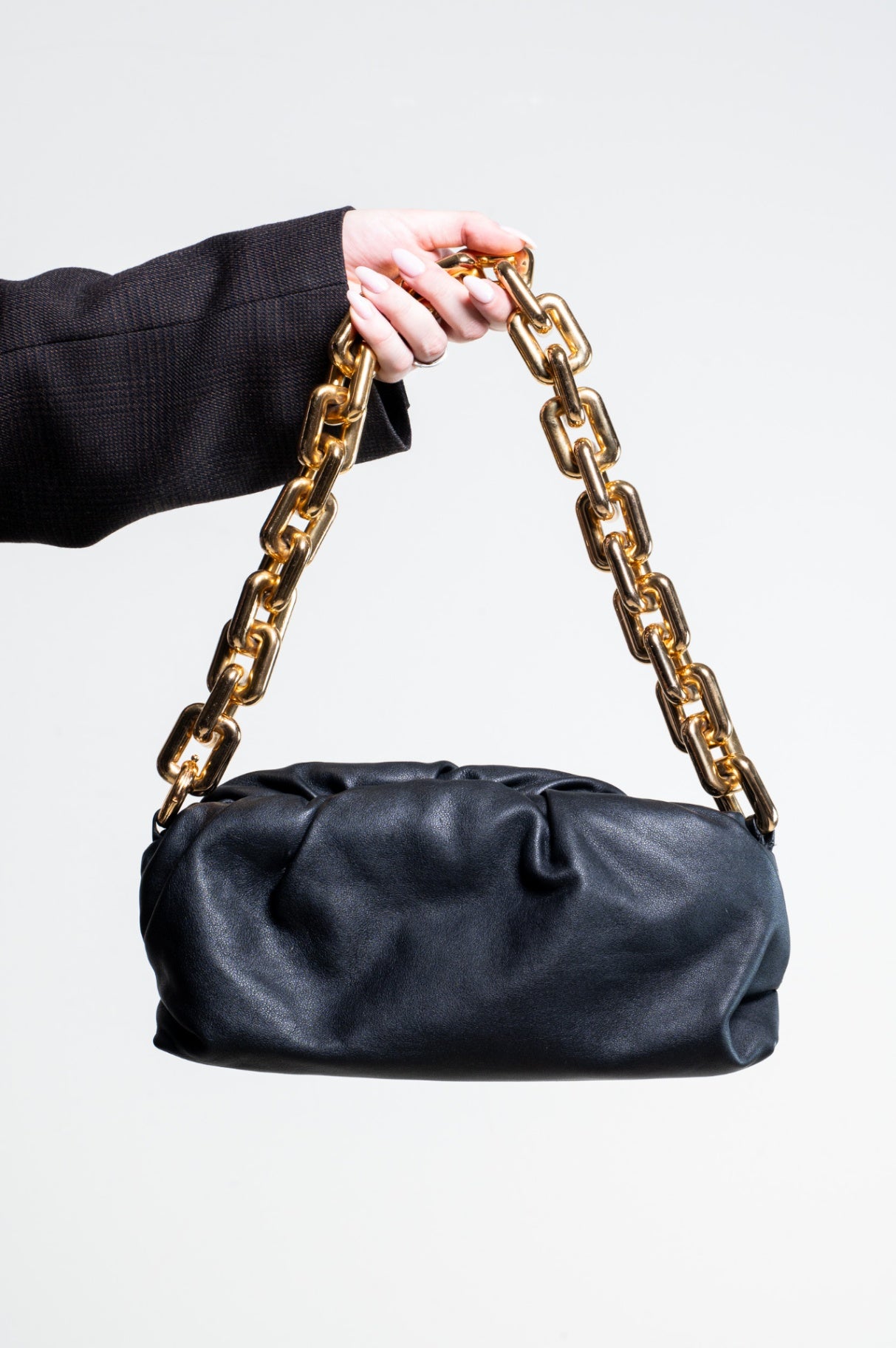 Black Leather Chain Pouch