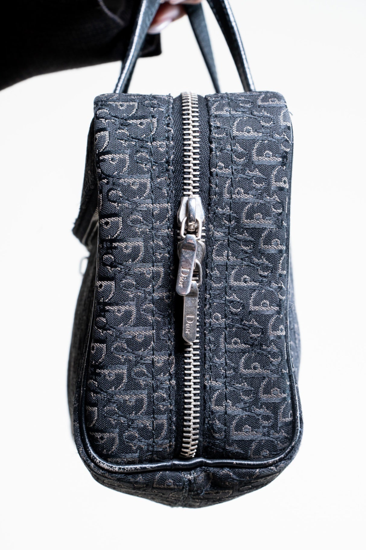 Vintage Black Printed Square Cosmetic Bag