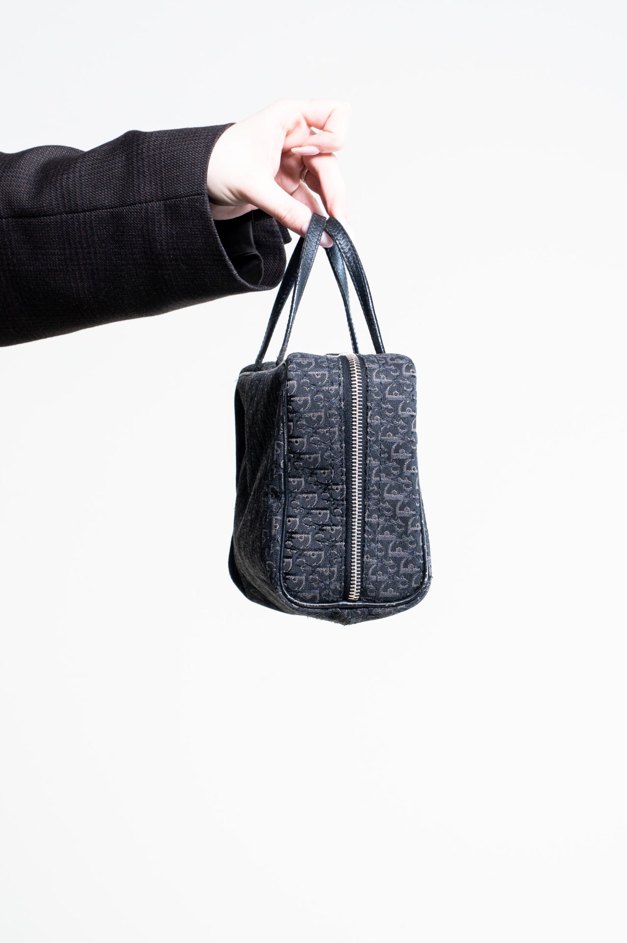 Vintage Black Printed Square Cosmetic Bag