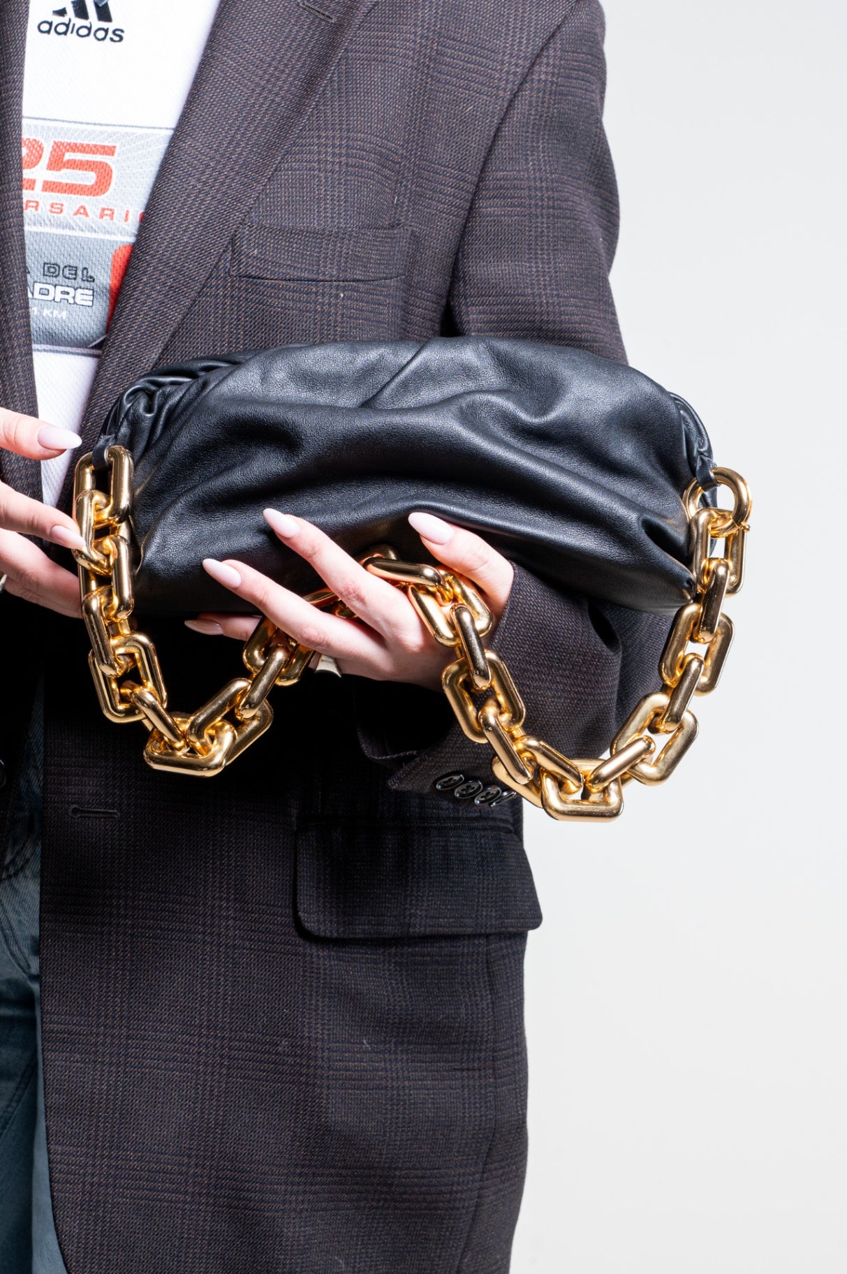 Black Leather Chain Pouch