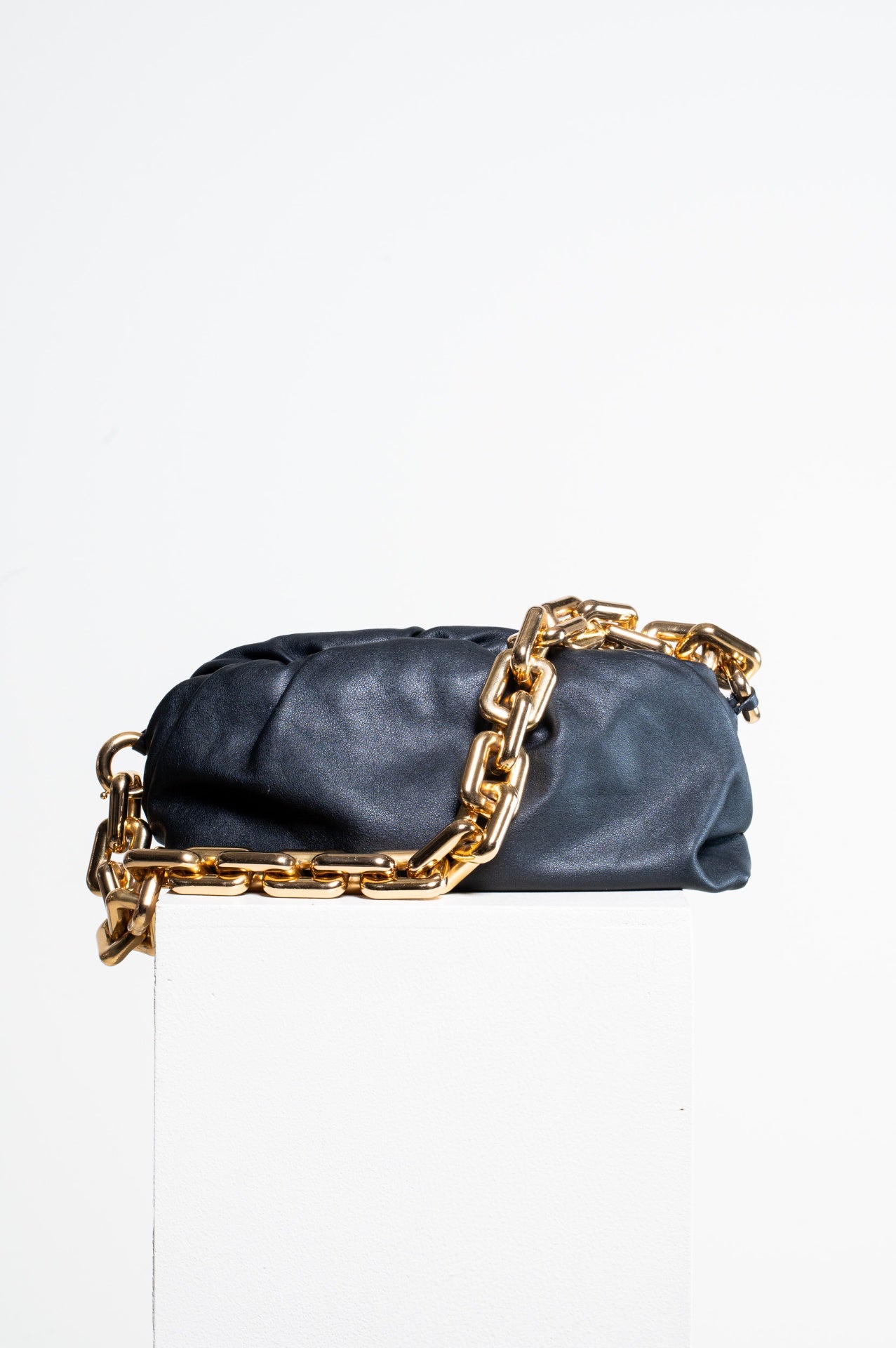 Black Leather Chain Pouch