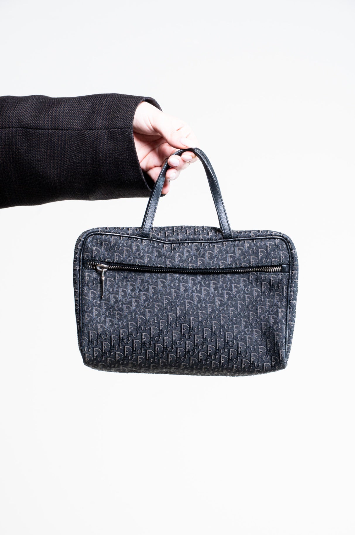 Vintage Black Printed Square Cosmetic Bag