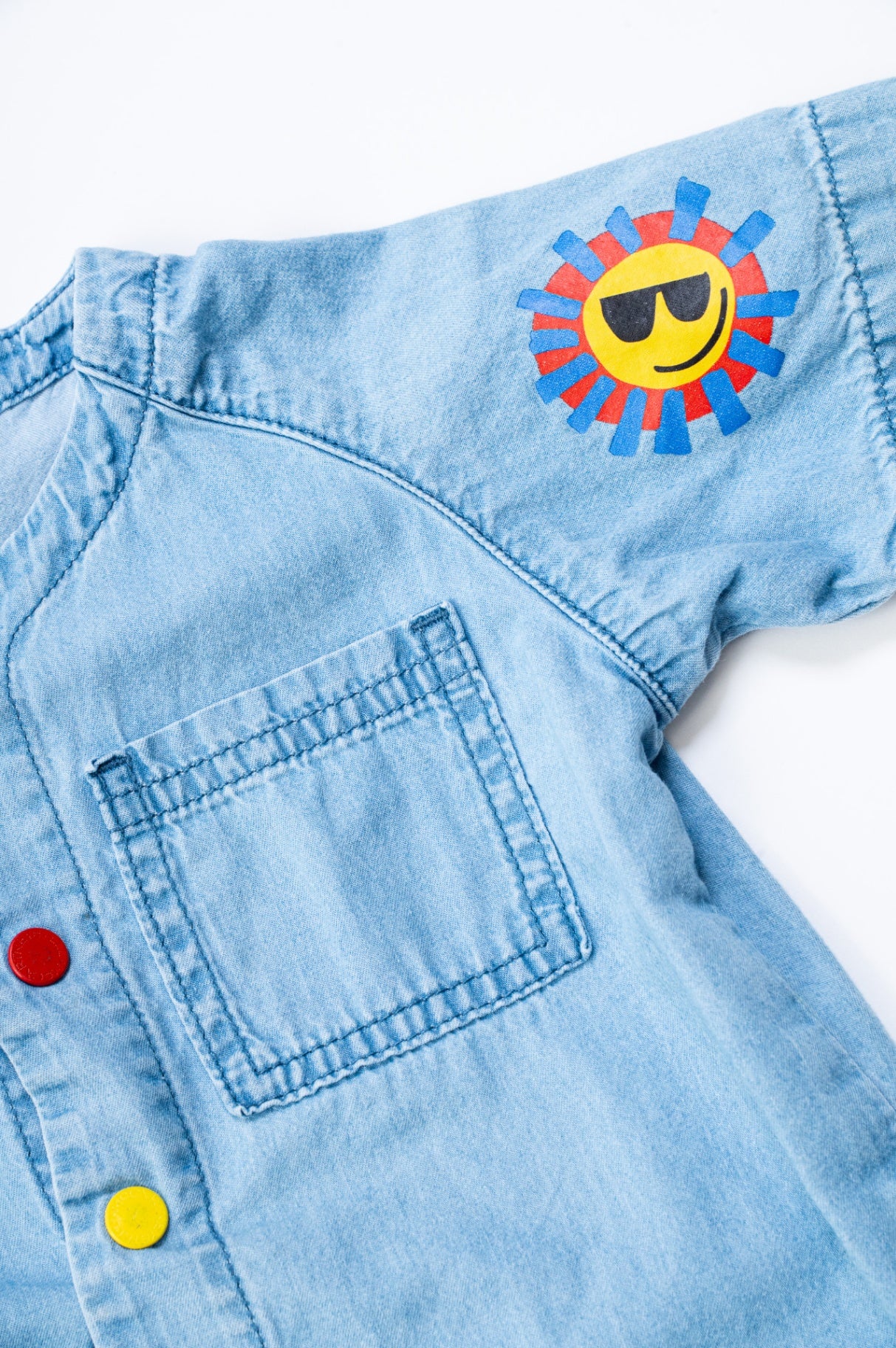 Denim Sun Burst Short Jumpsuit