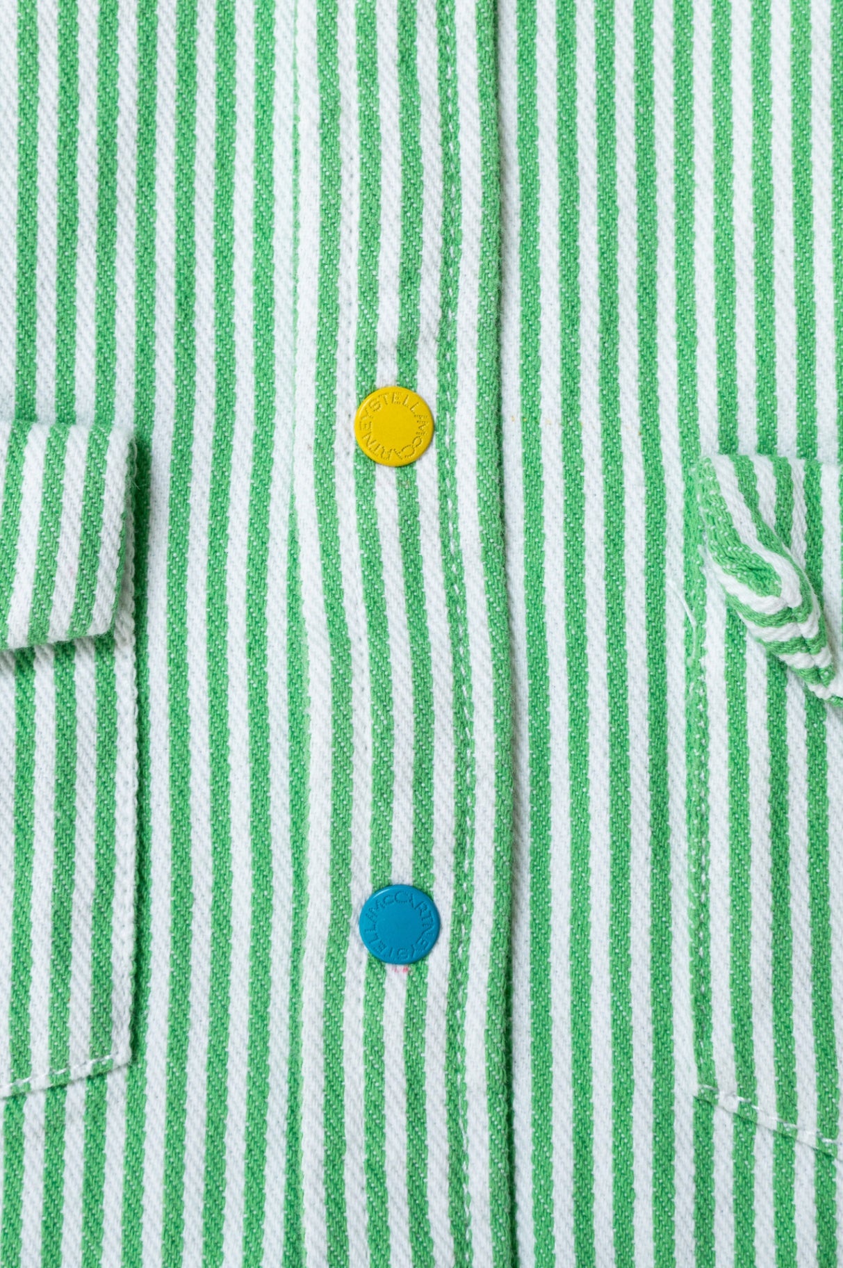 Green Striped Denim Jacket & Short Set