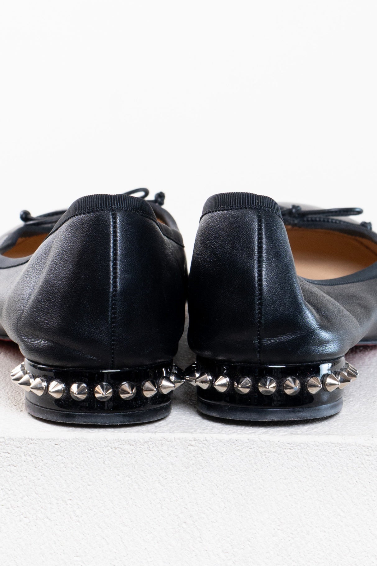 Black La Massine Spiked Leather Ballet Flats