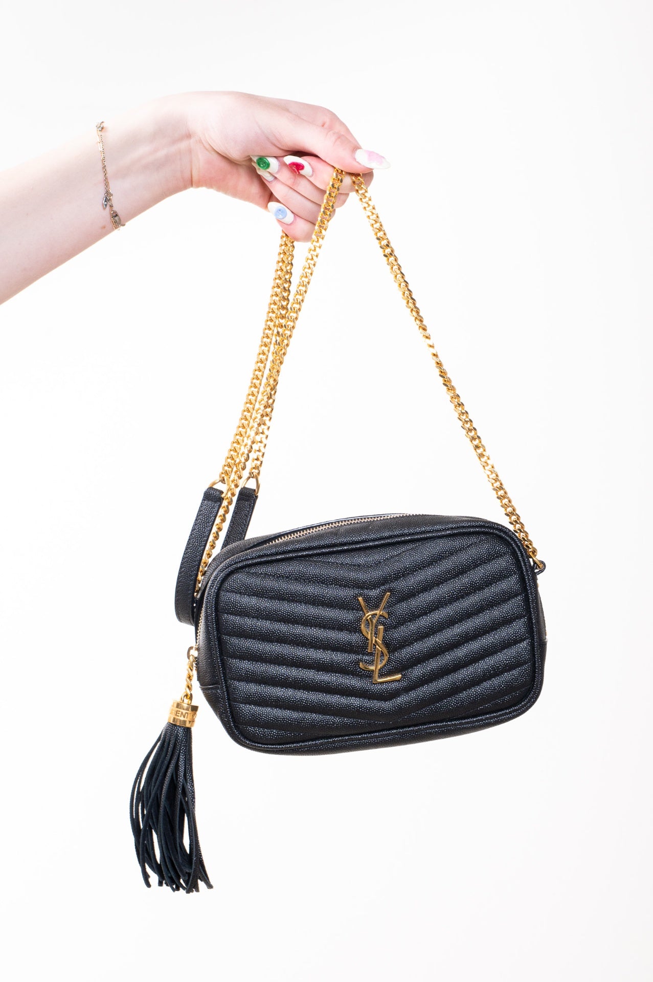 Black Mini Lou Quilted Leather Crossbody Bag