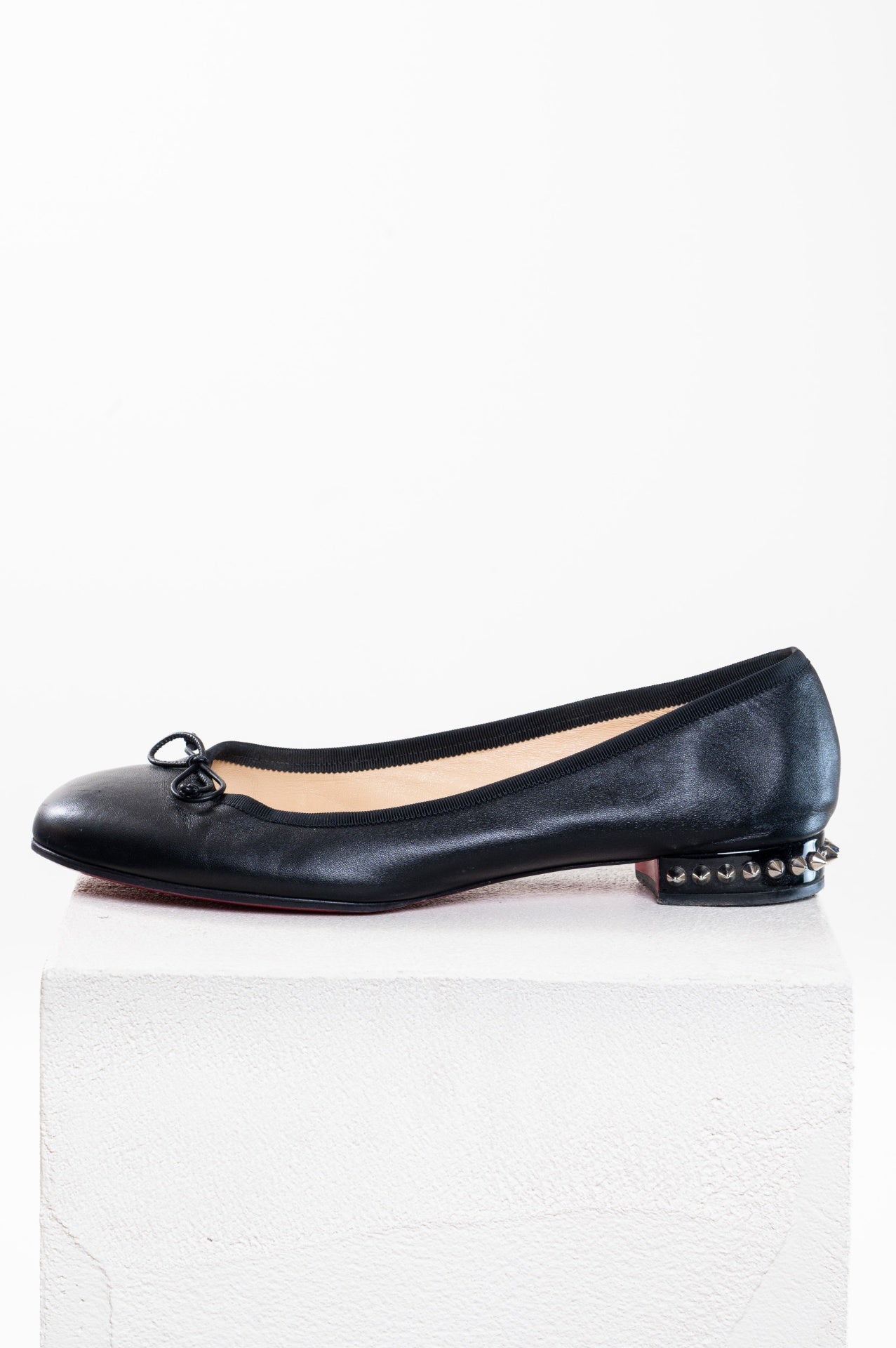 Black La Massine Spiked Leather Ballet Flats