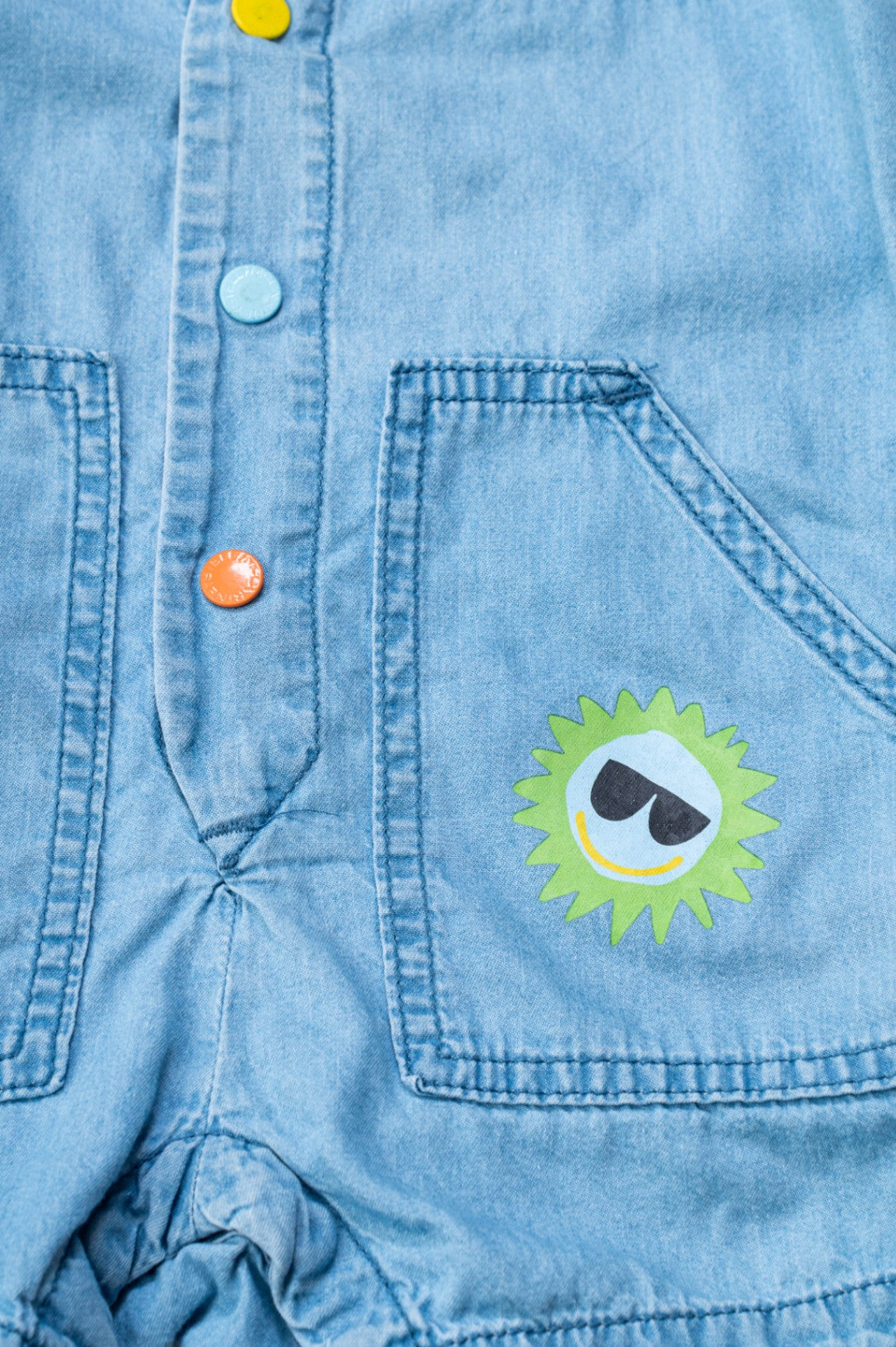 Denim Sun Burst Short Jumpsuit