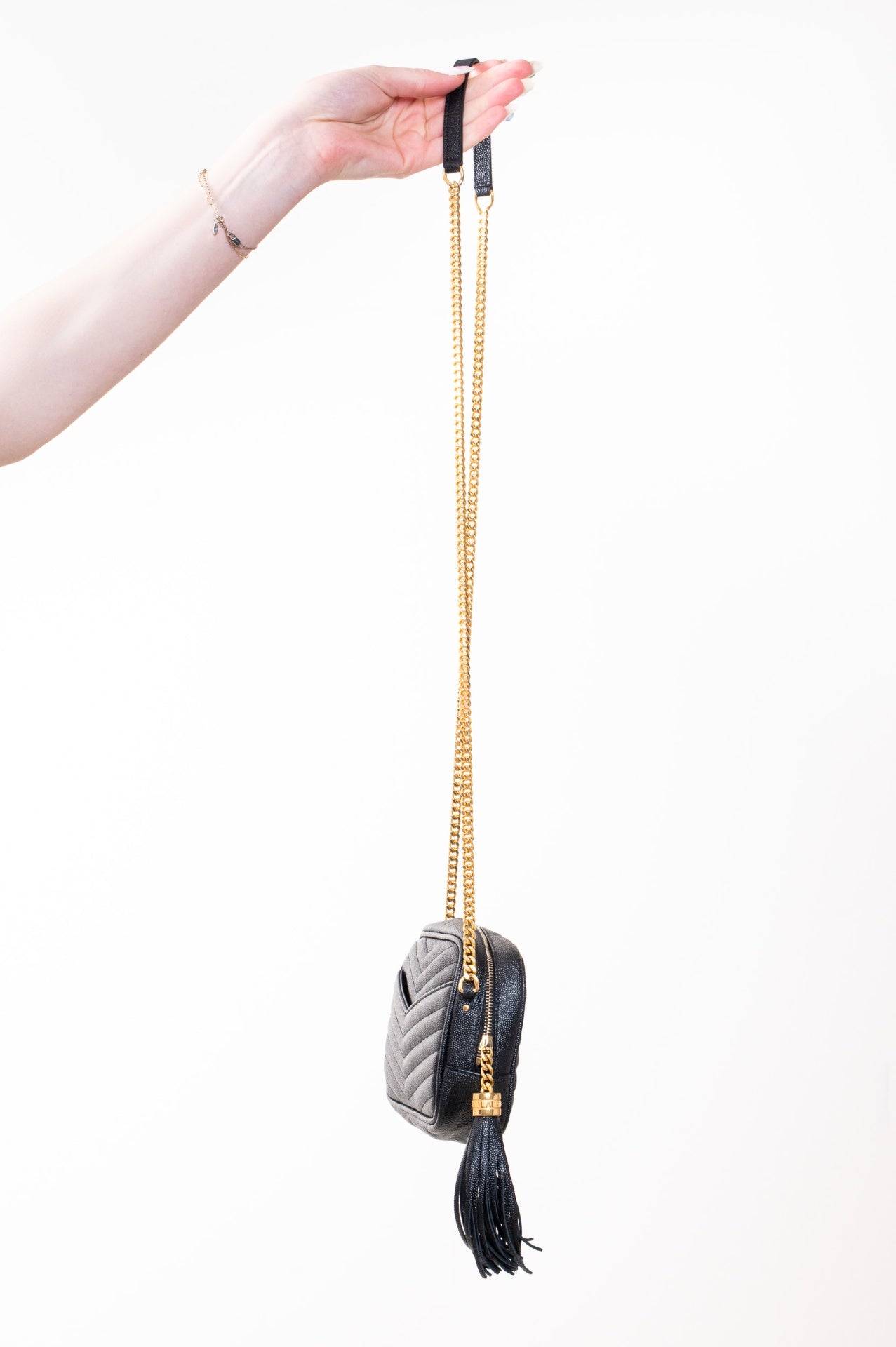 Black Mini Lou Quilted Leather Crossbody Bag