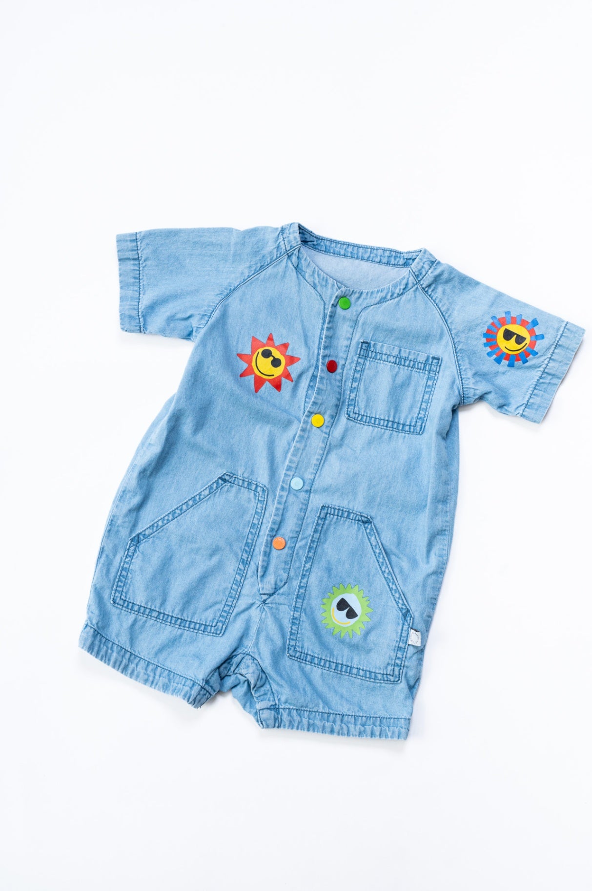 Denim Sun Burst Short Jumpsuit