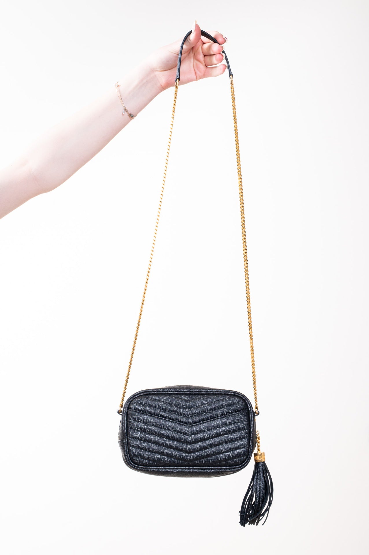Black Mini Lou Quilted Leather Crossbody Bag