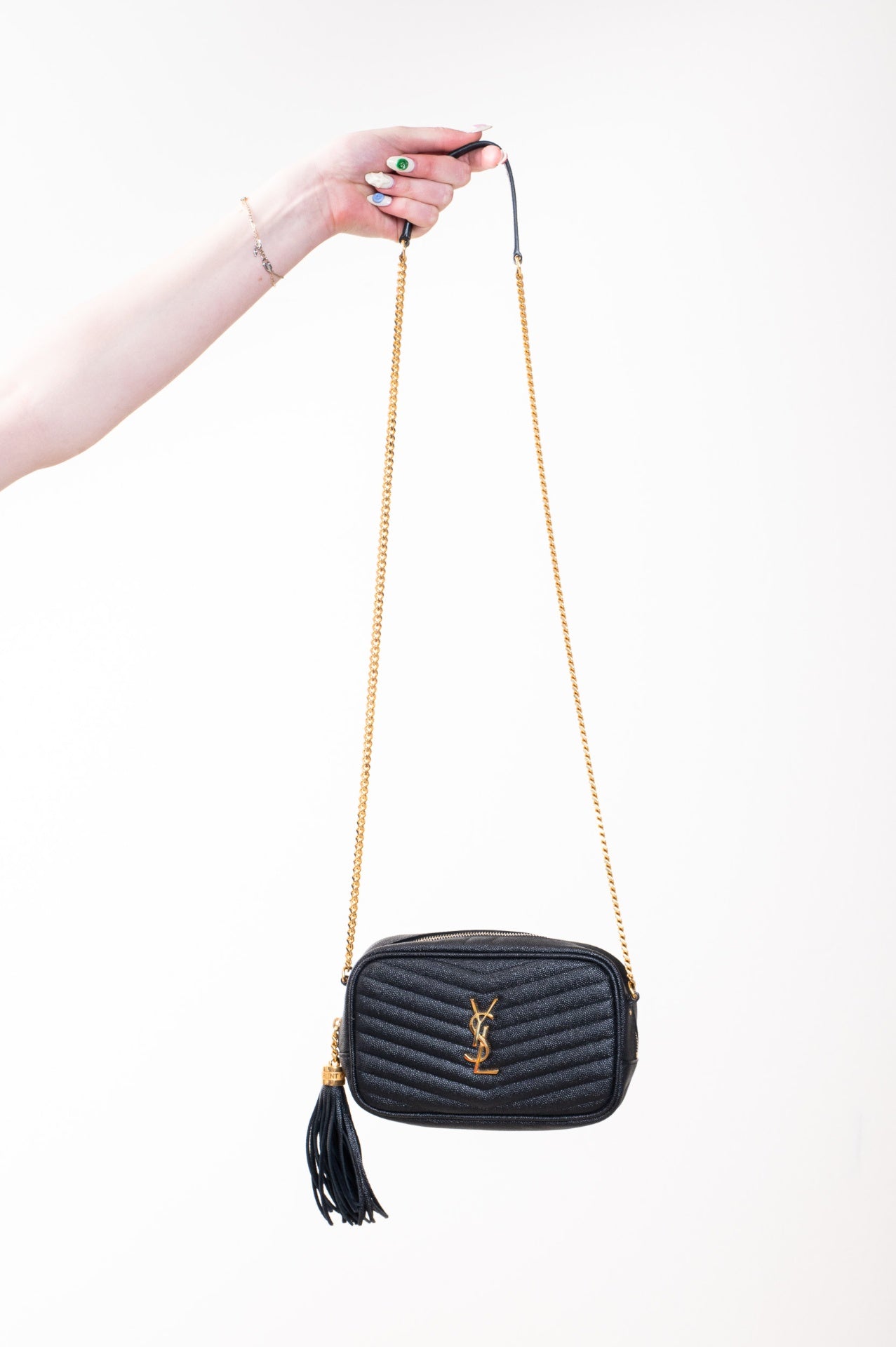 Black Mini Lou Quilted Leather Crossbody Bag