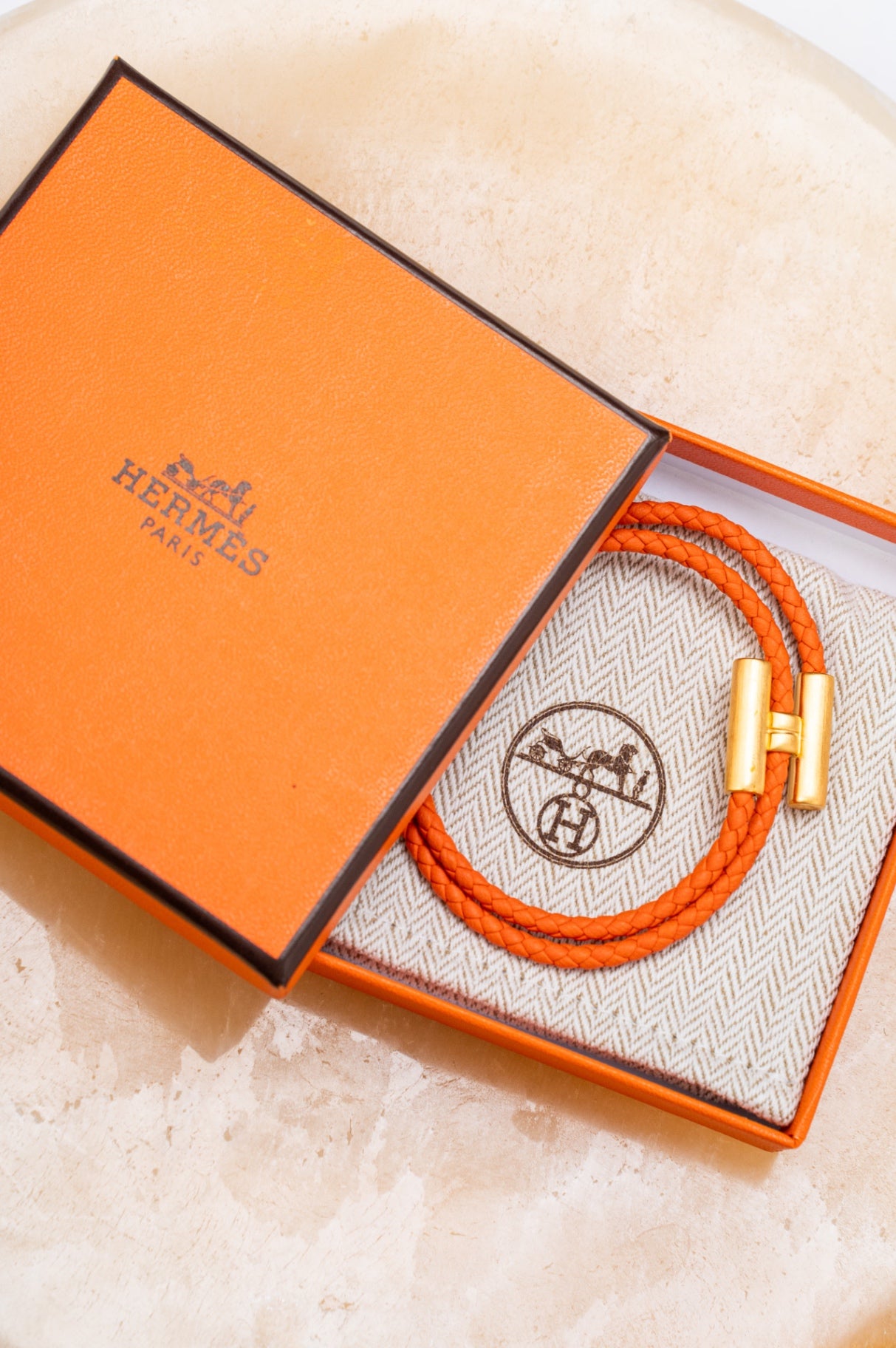 Orange & Gold Tournis Tresse Bracelet