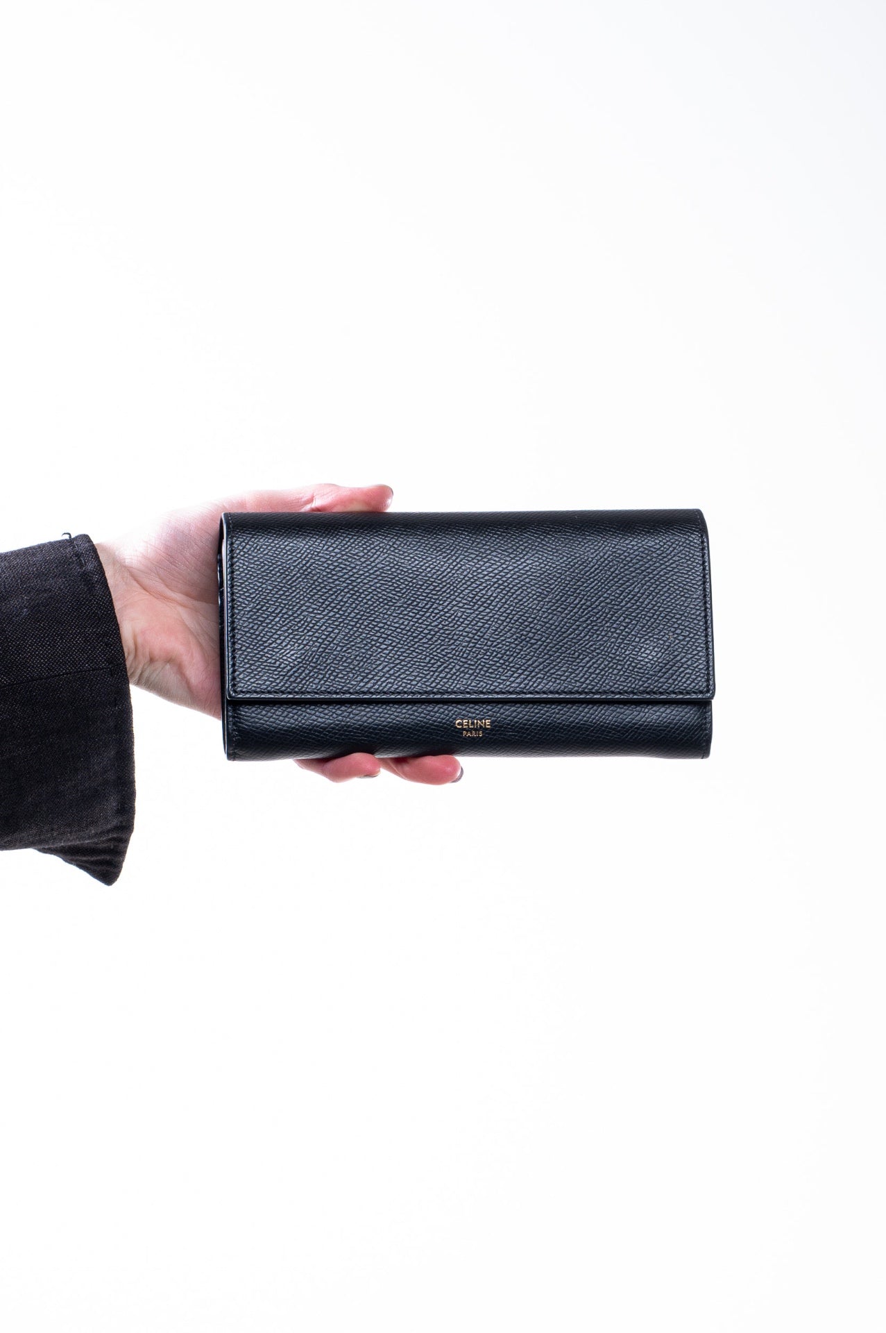 Black Flap Long Continental Wallet